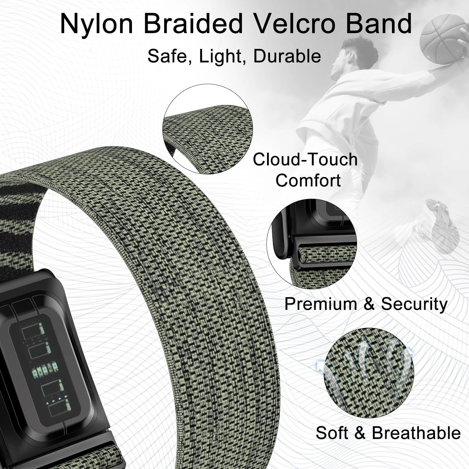 DL3 MOBILAK Replacement Watch Strap for Whoop 5.0 - Gray Green