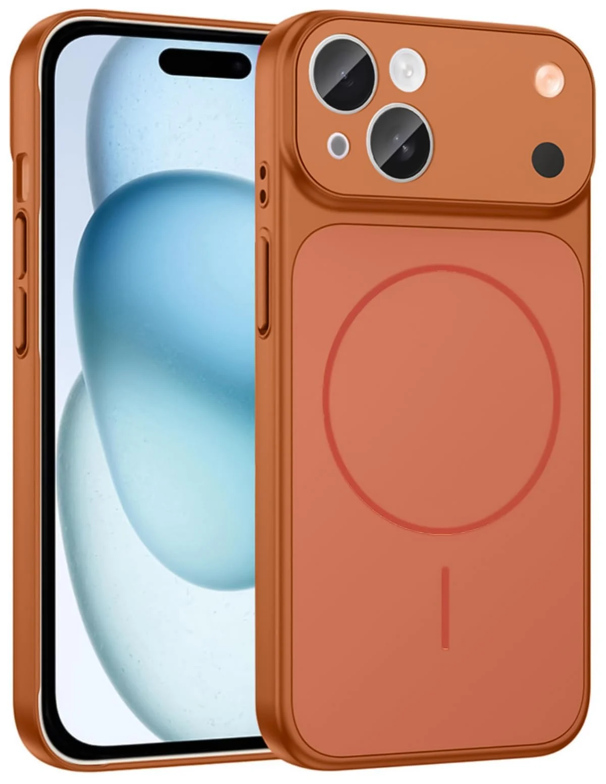 DL3 Mobilak PC Protective Case for iPhone 13 / iPhone 14, Compatible with MagSafe accessories, Supports wireless charging, Camera protection - Orange