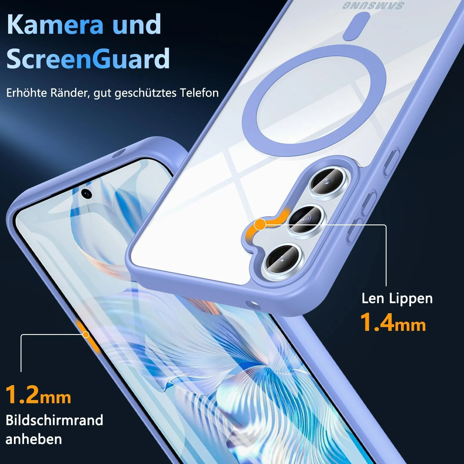 DL3 Mobilak Clear MagSafe-Compatible Magnetic Case for Samsung Galaxy A25 5G with Camera Protection and Magnetic Car-Mount Support - Sierra Blue