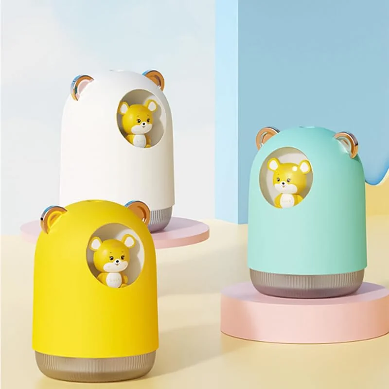 Mobigon Wood Cool Mist Ultrasonic Humidifier for Room Moisture, Aroma Diffuser for Home, 300ml Essential Oil Diffuser with 7 Colorful Night Light, Auto Shut-Off, Home, Office, car - B.White