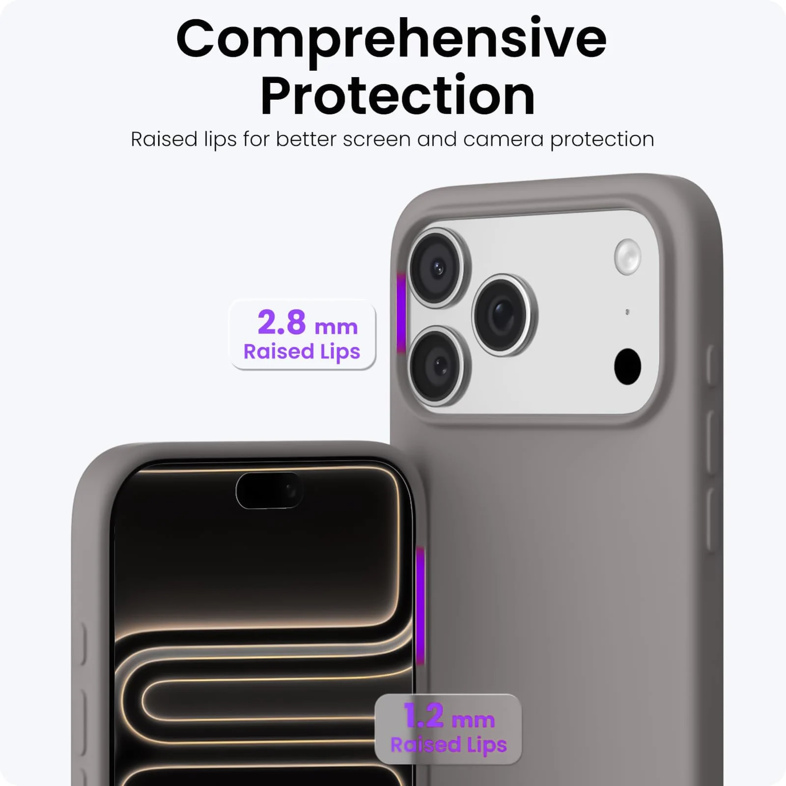 DL3 Mobilak Liquid Silicone Protective Case for iPhone 17 Pro Max 6.9-Inch with Microfiber Lining and Shockproof Design - Gray