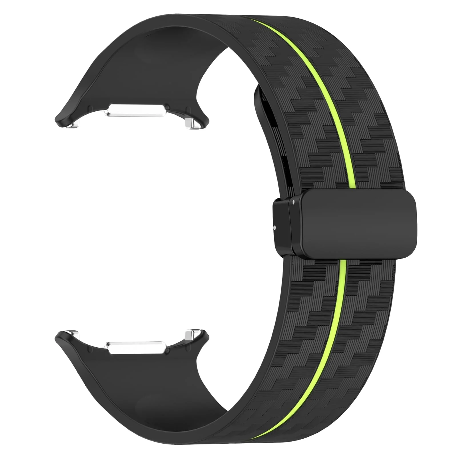 DL3 Mobilak Compatible for Samsung Galaxy Watch Ultra Band 47mm for Men Women, Soft Silicone Waterproof Sport Strap with Magnetic Clasp, Stylish Carbon Fiber Replacement Galaxy Watch 7 Ultra Bands - Black Lime
