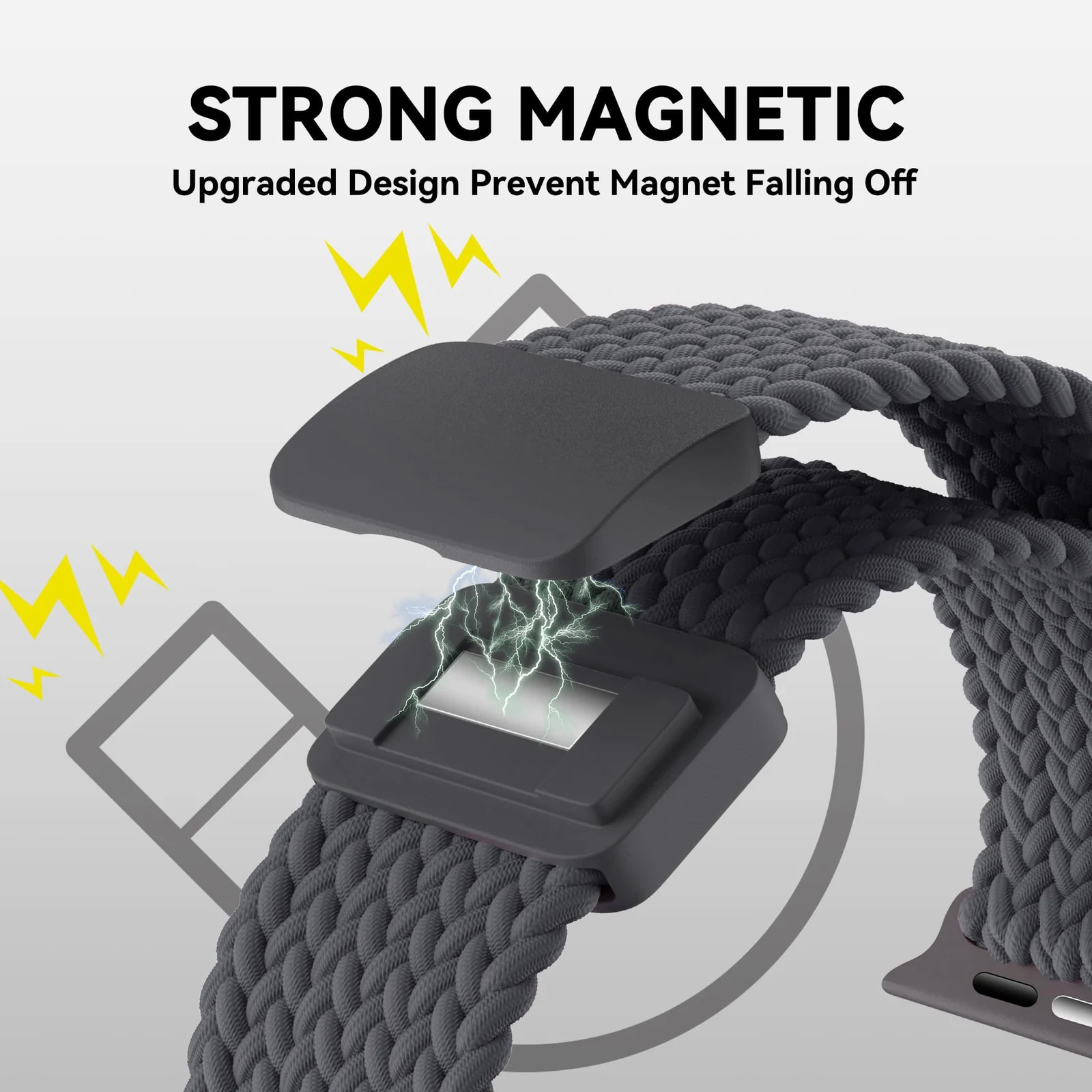 DL3 Mobilak Sport Solo Loop Compatible with Apple Watch Band 42mm 44mm 45mm 46mm 49mm for Women Men, Magnetic Strap Stretchy Braided Wristband for iWatch Series 11 10 9 8 7 6 5 4 3 Ultra 3 2 1 SE SE2 - Dark Gray