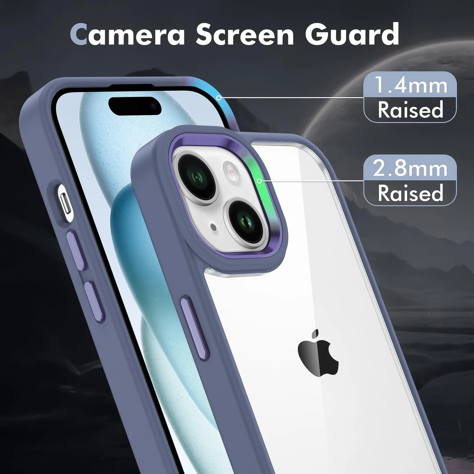 DL3 Mobilak Clear Protective Case for iPhone 15 Plus 6.7-Inch | iPhone 14 Plus 6.7-Inch - A.Lavender