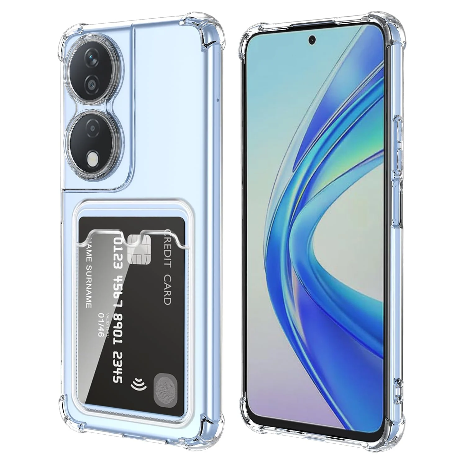 DL3 Mobilak Clear TPU Wallet Case with Card Slot and Camera Protection for Honor X7b / Honor Play 8T / Play50 Plus - Clear