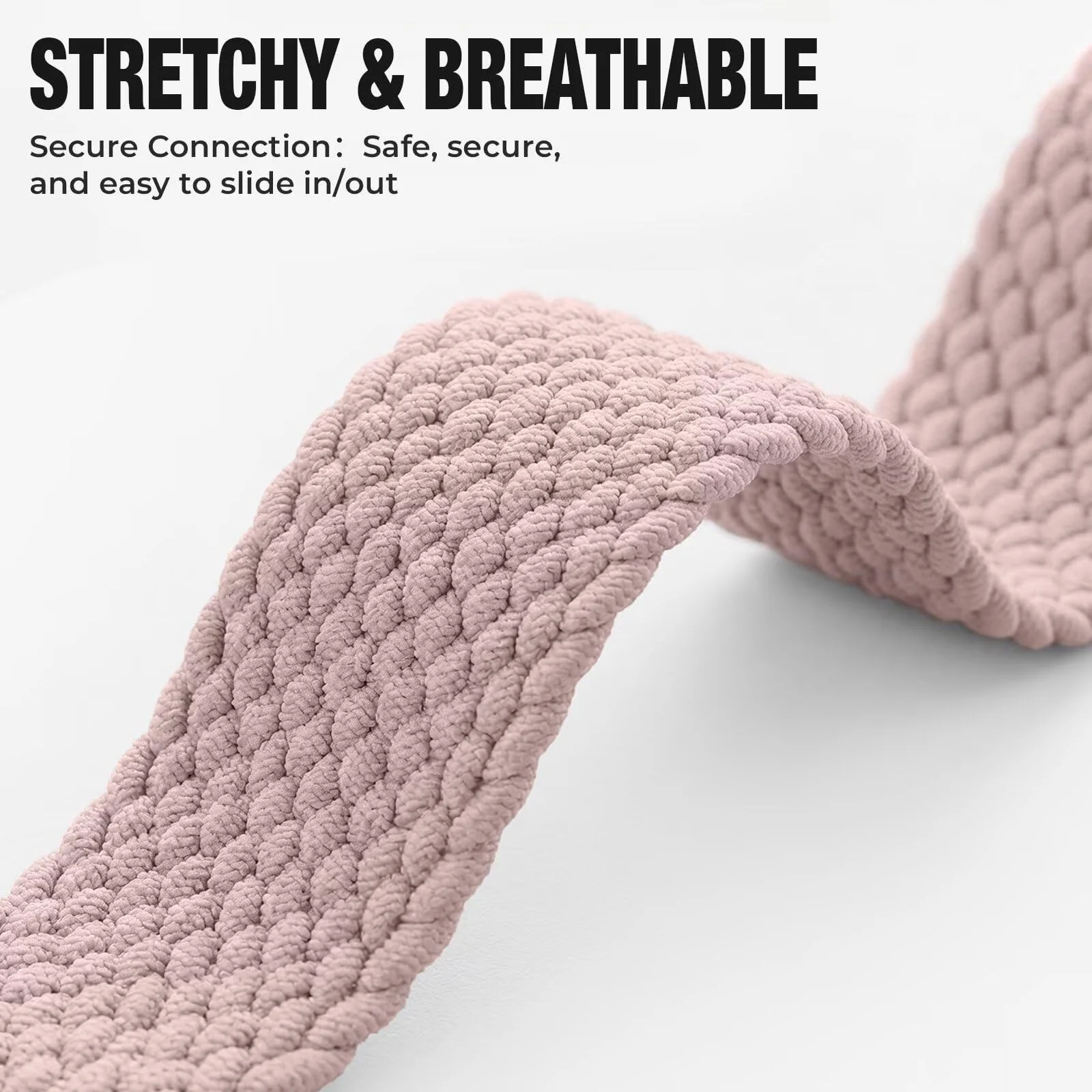 DL3 Mobilak Stretchy Nylon Solo Loop Strap Compatible with Apple Watch Band 49mm 45mm 46mm 44mm 42mm for Women Men, Sport Breathable Braided Wristband for iWatch Series 11 10 9 8 7 6 5 4 SE Ultra 3 2 1 - Pink Sand