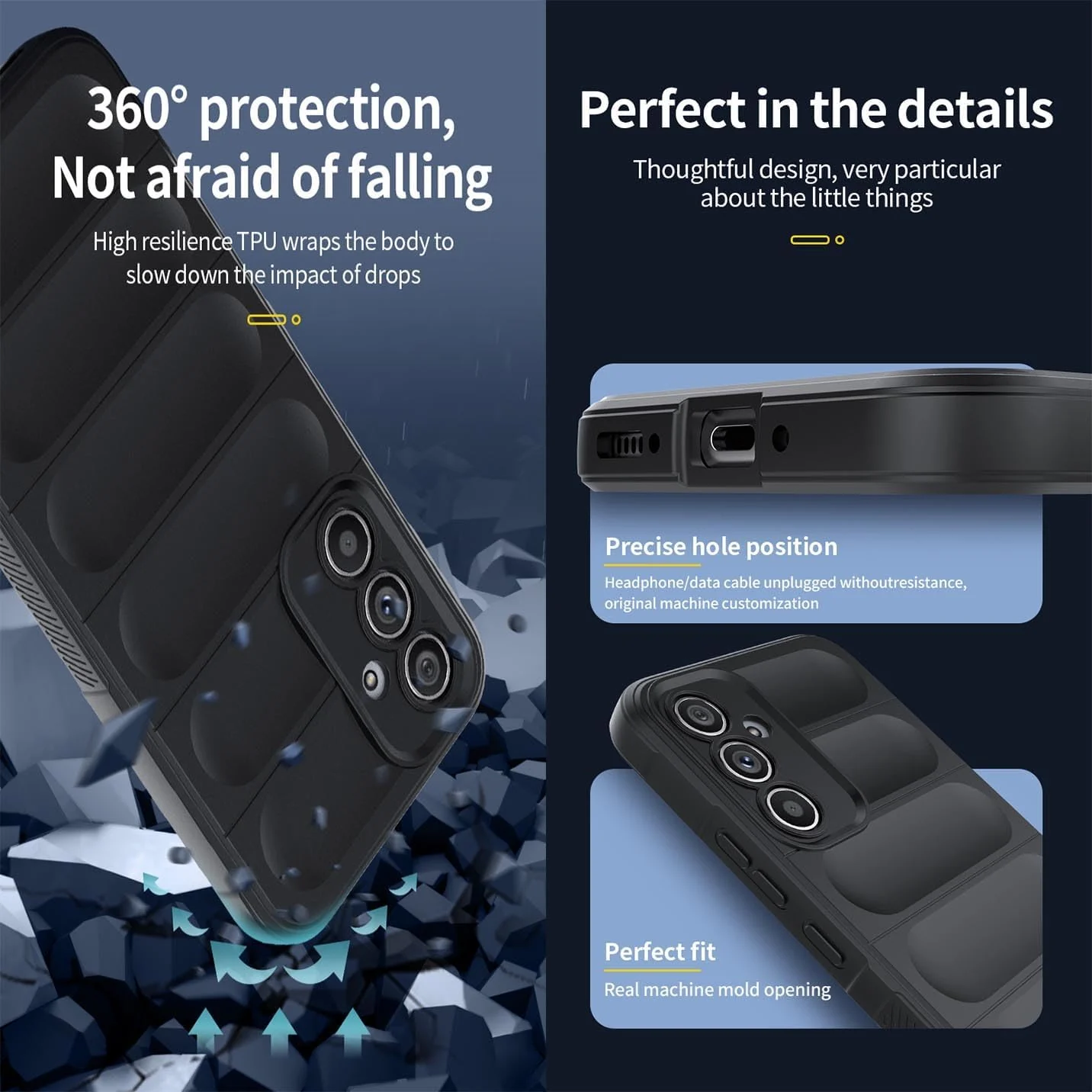 DL3 Mobilak Rugged Protective Case for Samsung Galaxy S24 + Plus 5G, Camera protection, Shock-absorbing protection, Non-slip grip - Black