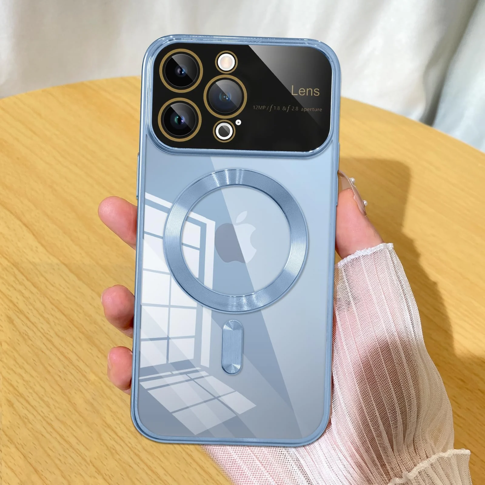 DL3 Mobilak Clear MagSafe-Compatible Magnetic Case for iPhone 14 Pro 6.1 Inch with Camera Protection and Shockproof Design - Blue