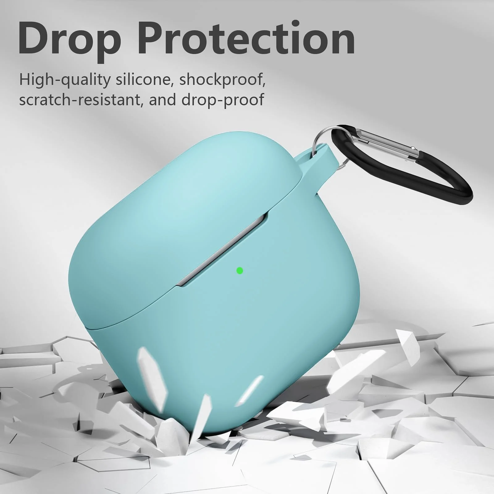 DL3 Mobilak AirPods 3 Case Cover, Silicone Protective Accessories Skin with Keychain Compatible with Apple AirPod 3rd Generation 2021 for Women Girl, Front LED Visible - Blue Green