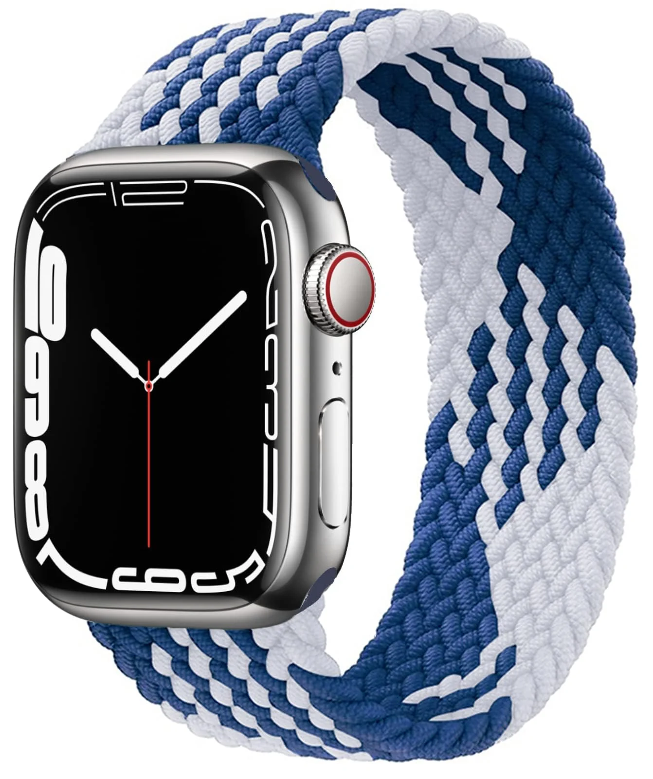 DL3 Mobilak Braided Solo Loop Band For Apple Watch Band 49mm 45mm 44mm 42mm, Replacement Wristband Nylon Strap for iWatch Series SE 9/8/7/6/5/4/3/2/1/Ultra/Ultra 2 (Small) - Blue White