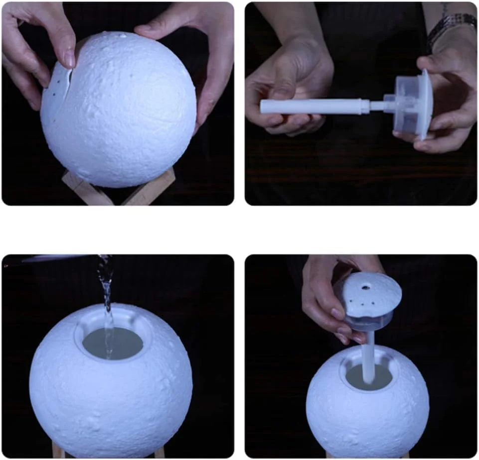 Mobigon 1500ML Air Humidifier 3D Moon Lamp light Diffuser Aroma Essential Oil USB Ultrasonic Humidificador Night Mist Purifier - White
