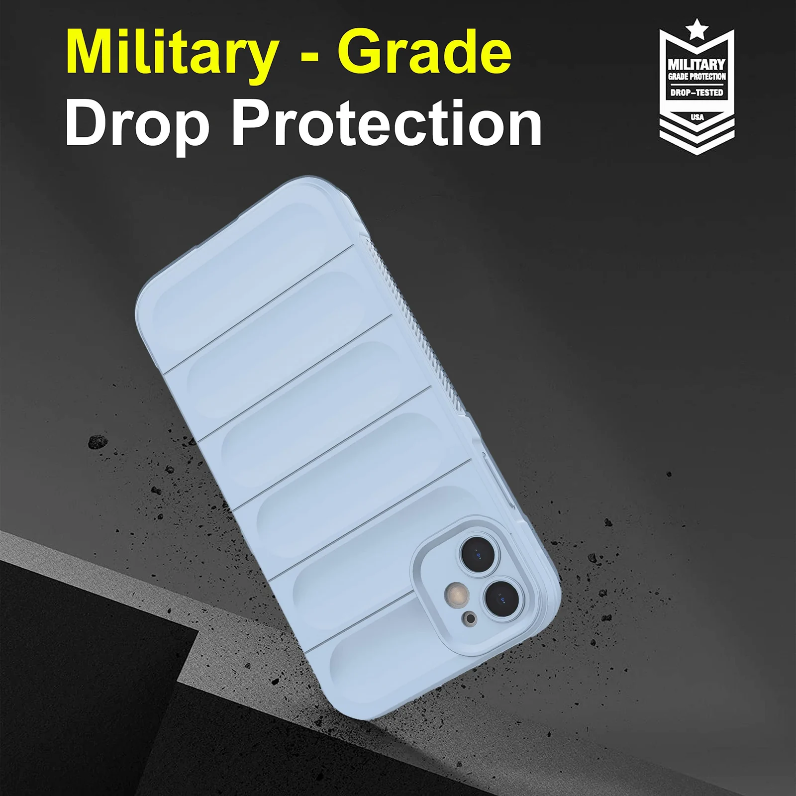 DL3 Mobilak Silicone Case for Apple iPhone 12 Heavy Duty Protective [Slim Fit] Shockproof Soft Flexible Protective Design Shock-Absorption TPU Cover With Camera Protection - Baby Blue
