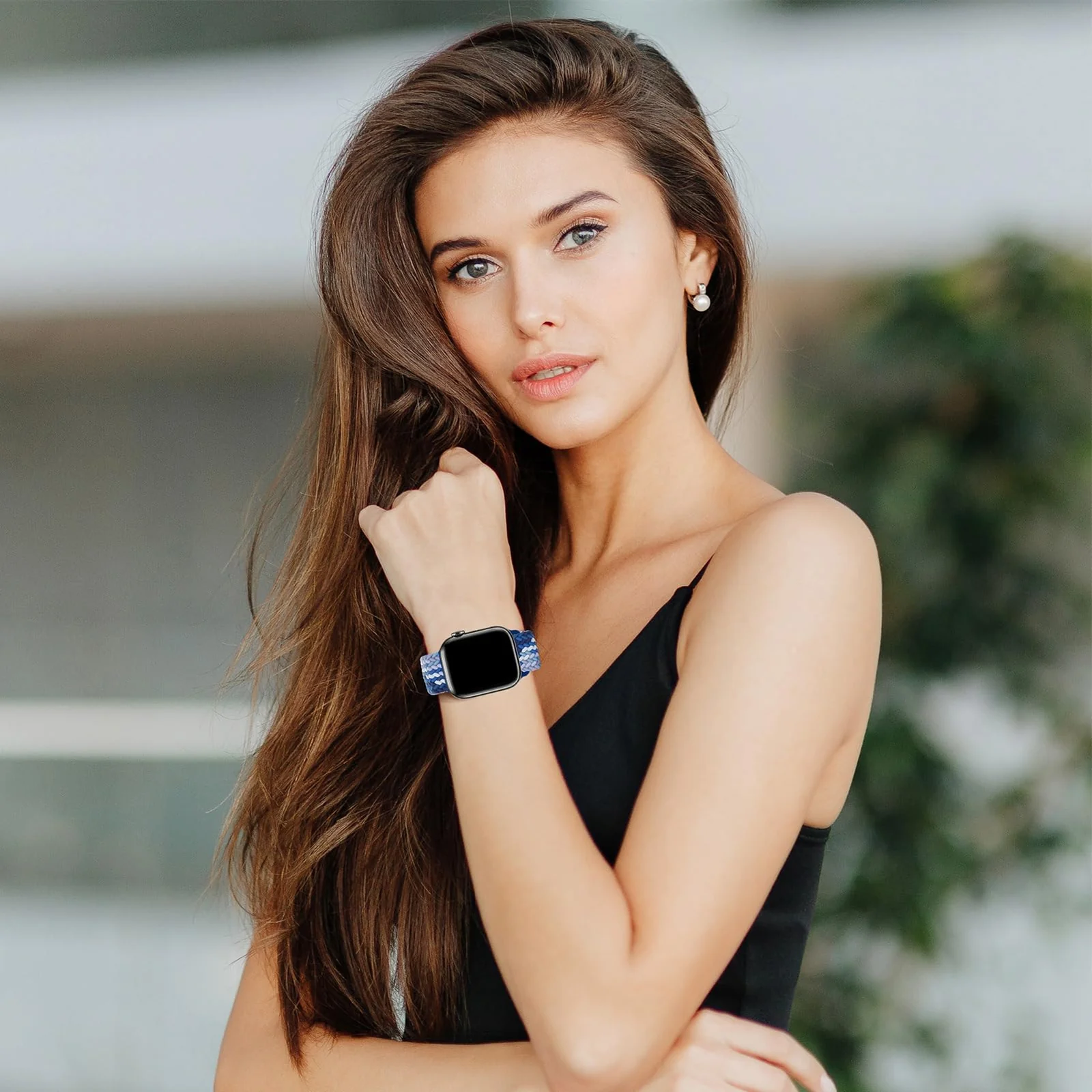 DL3 Mobilak Sport Solo Loop Compatible with Apple Watch Band 42mm 44mm 45mm 46mm 49mm for Women Men, Magnetic Strap Stretchy Braided Wristband for iWatch Series 11 10 9 8 7 6 5 4 3 Ultra 3 2 1 SE SE2 - Gradient Blue