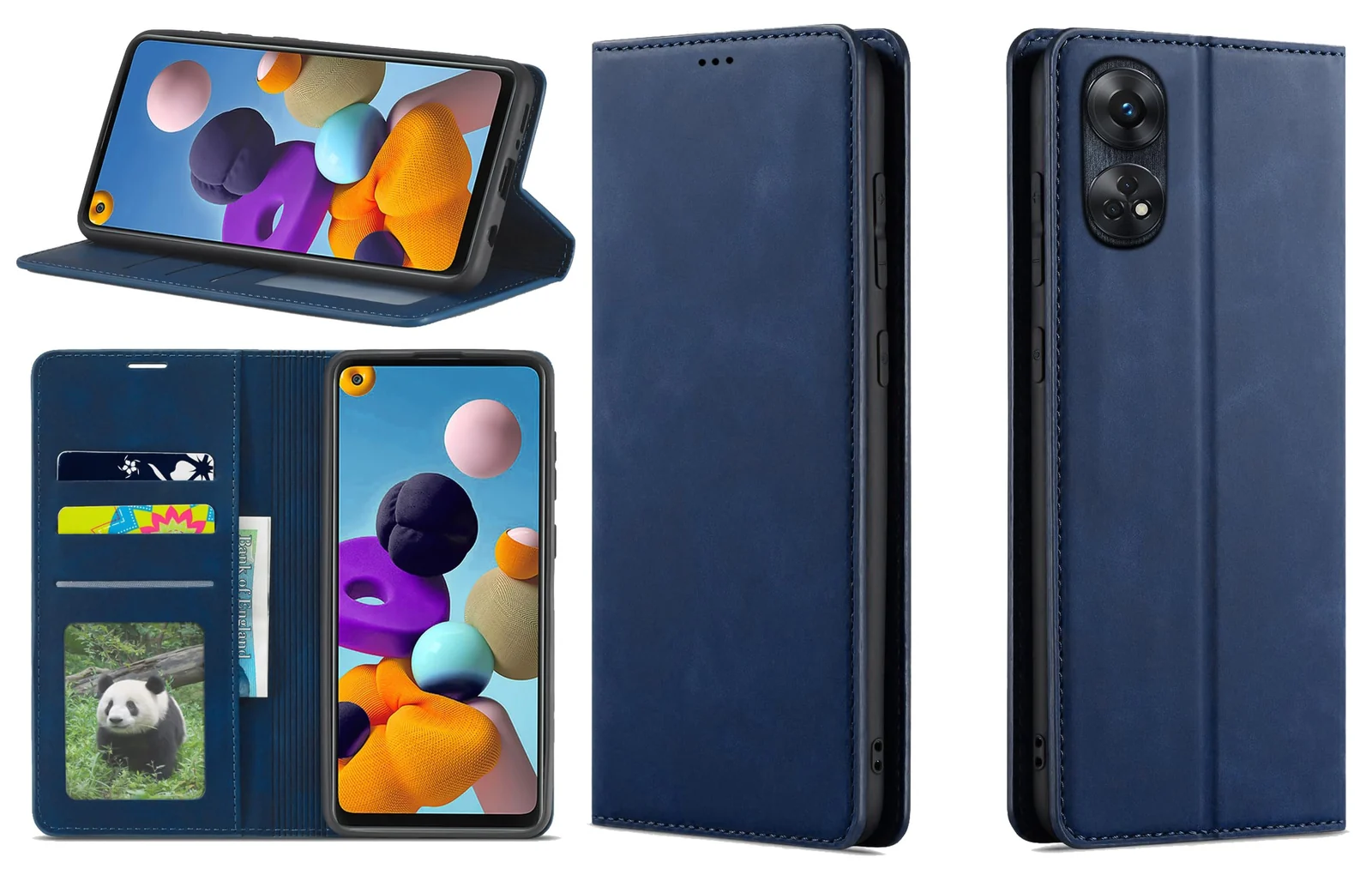 Dl3 Mobilak Premium PU Leather Flip Folio Case for Oppo Reno 8T 4G (Reno8T), Magnetic Closure Protective Case Kickstand Card Cash Slot Shockproof Durable Wallet Cover Soft TPU (Black)