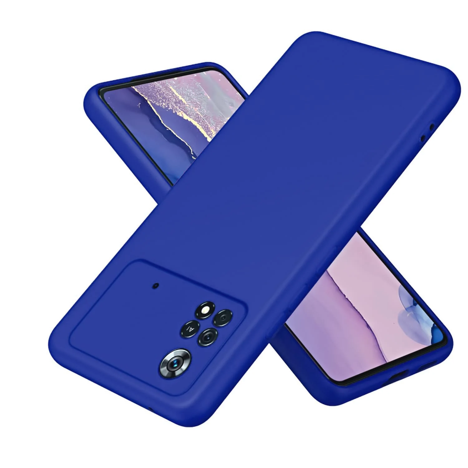 DL3 Mobilak Liquid Silicone Protective Case with Soft Microfiber Lining with Full Camera Protection for Xiaomi Poco X4 Pro 5G - Pepsi