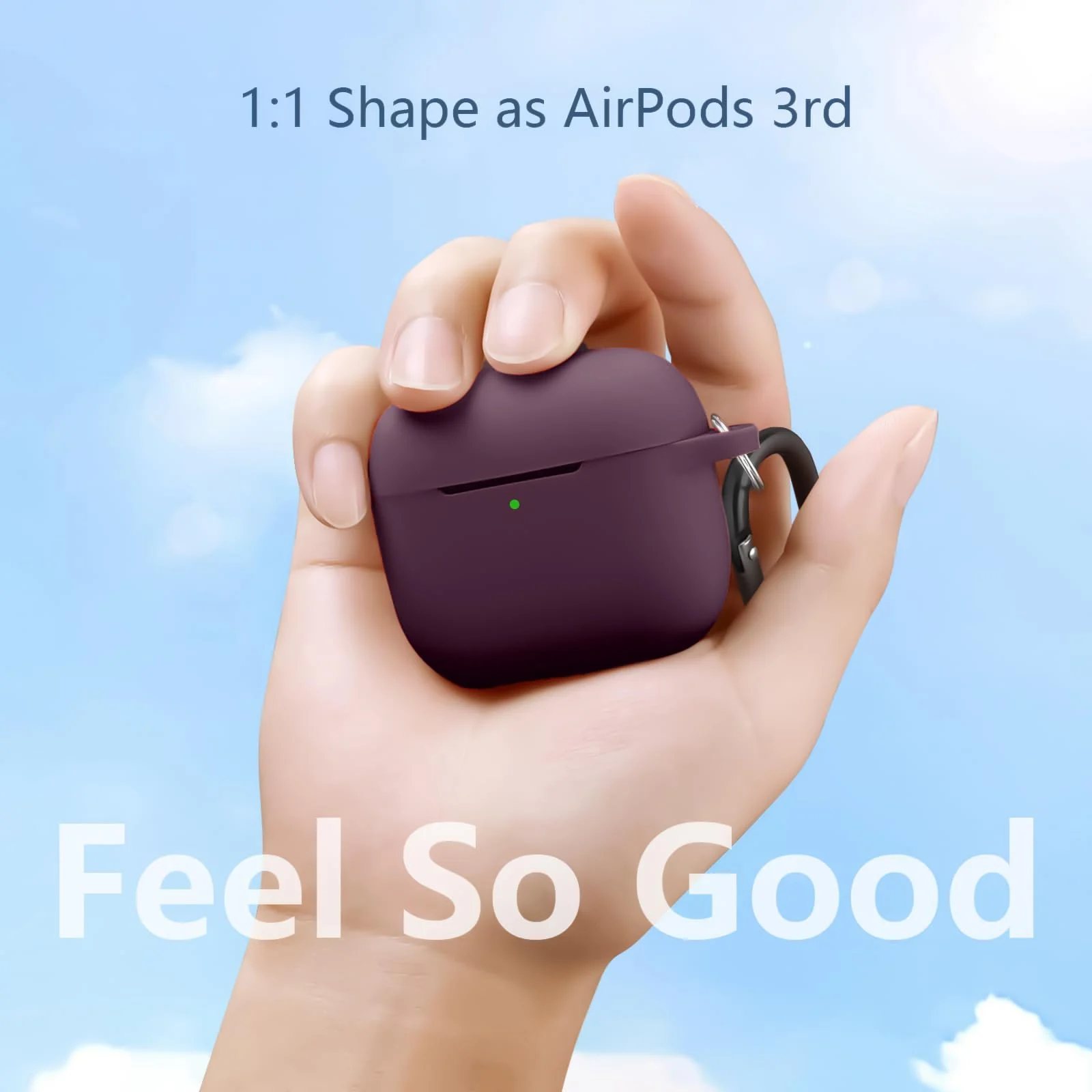 DL3 Mobilak AirPods 3 Case Cover, Silicone Protective Accessories Skin with Keychain Compatible with Apple AirPod 3rd Generation 2021 for Women Girl, Front LED Visible - Wine Red