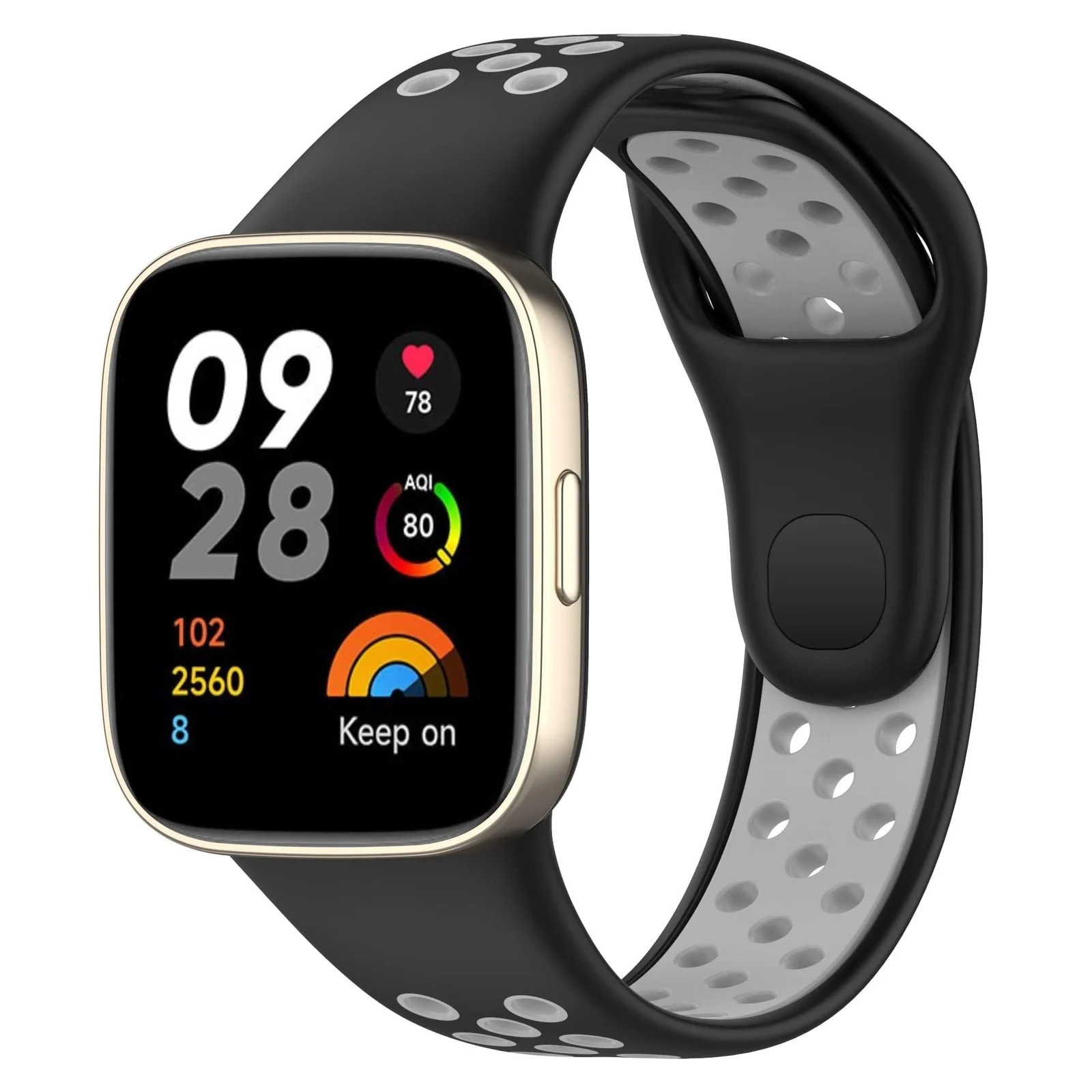 DL3 Mobilak Strap For Xiaomi Redmi Watch 3 (Not for Redmi Watch 3 Lite/Active), [Breathable] Soft Silicone Strap, Two Tone Band, Silicone Replacement Strap - Black