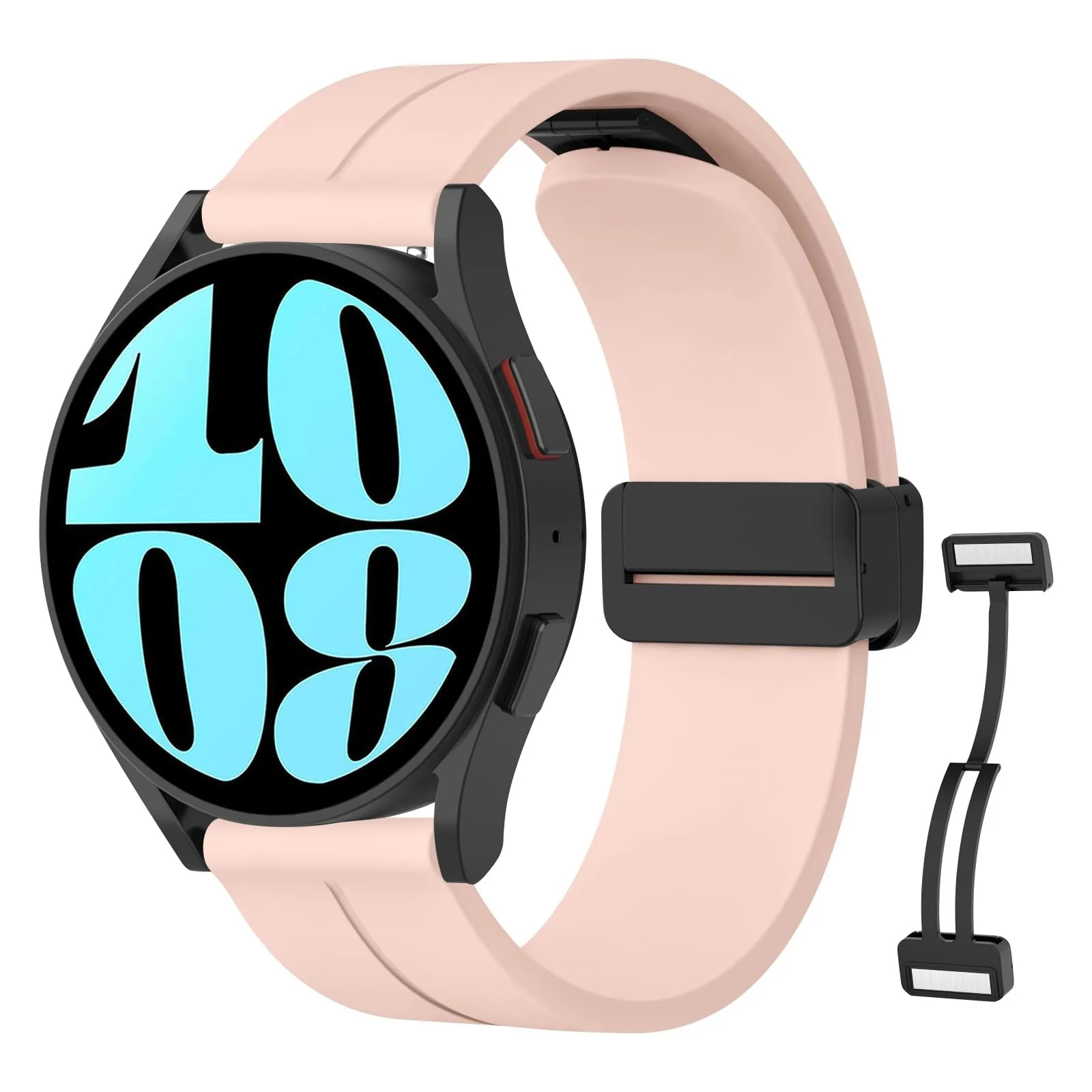 DL3 Mobilak Silicone Band Magnetic Clasp 22MM Strap For Samsung Galaxy Watch 3 45mm/Watch 46mm/Gear S3/Huawei watch GT3 GT4 46MM/Watch 3&4/3&4 Pro/GT2E/GT2 Pro/GT GT2 46MM/Amazfit GTR 2 (Sand) - Pink Sand