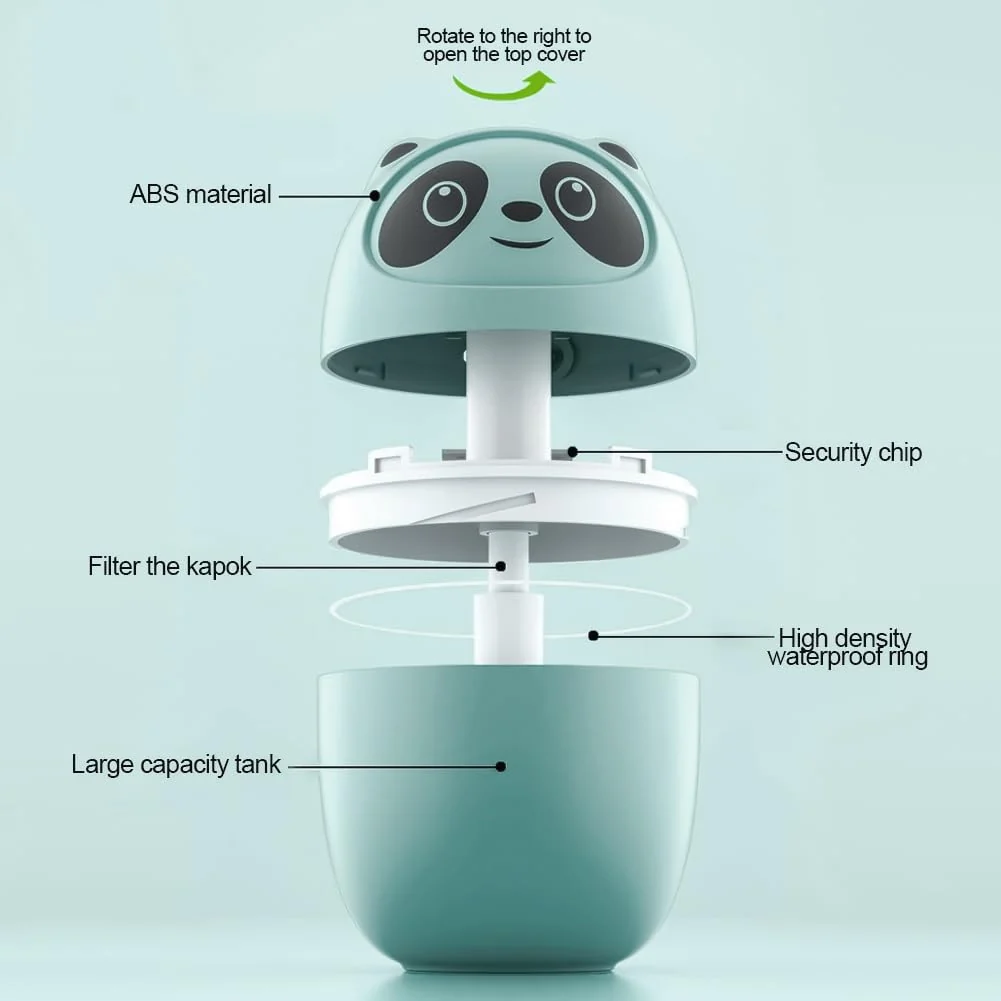 Mobigon Wood Cool Mist Ultrasonic Humidifier for Room Moisture, Aroma Diffuser for Home, 220ml Essential Oil Diffuser with 7 Colorful Night Light, Auto Shut-Off, Home, Office, car - Mint Green