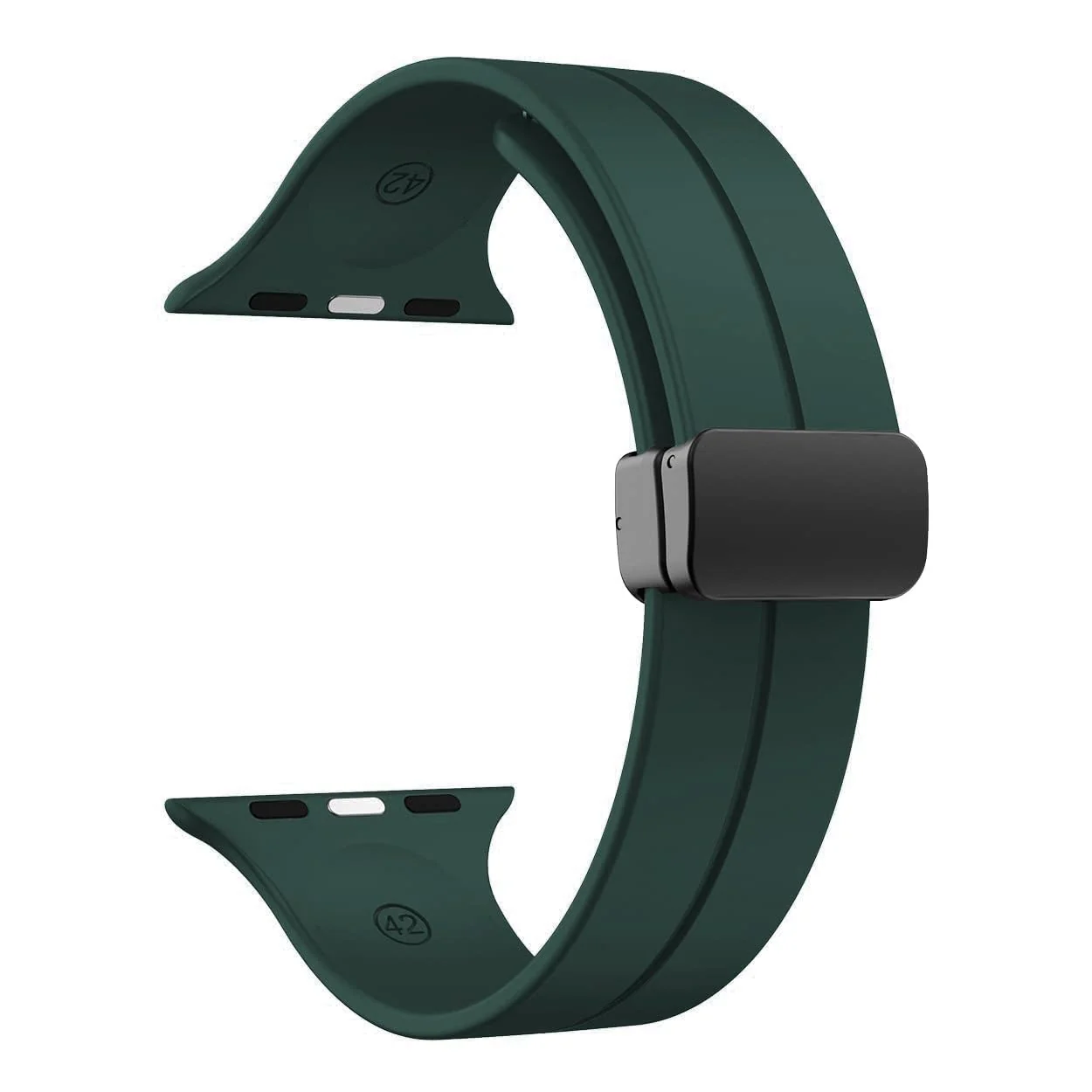 DL3 Mobilak Magnetic Bands for Apple Watch Ultra/Ultra 2 Band 49mm 45mm 44mm 42mm 41mm 40mm 38mm, Soft Sport Silicone Strap for iwatch Series 9/8/7/6/5/4 (Green, 42mm/44mm/45mm/49mm), unisex-adult - Black