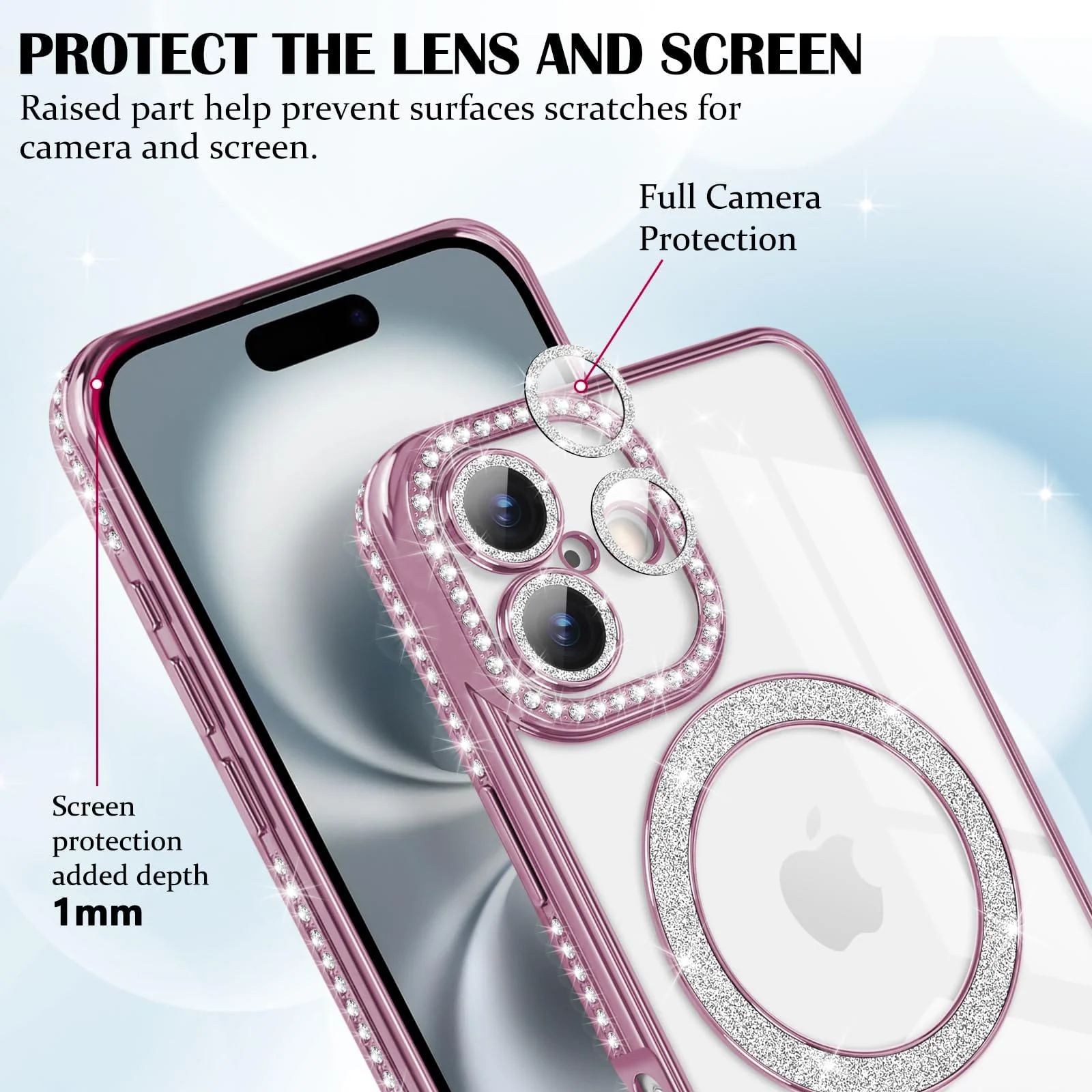 DL3 Mobilak MagSafe-Compatible Magnetic Case for iPhone 16 Plus with Camera Protection and Magnetic Car-Mount Support - Pink