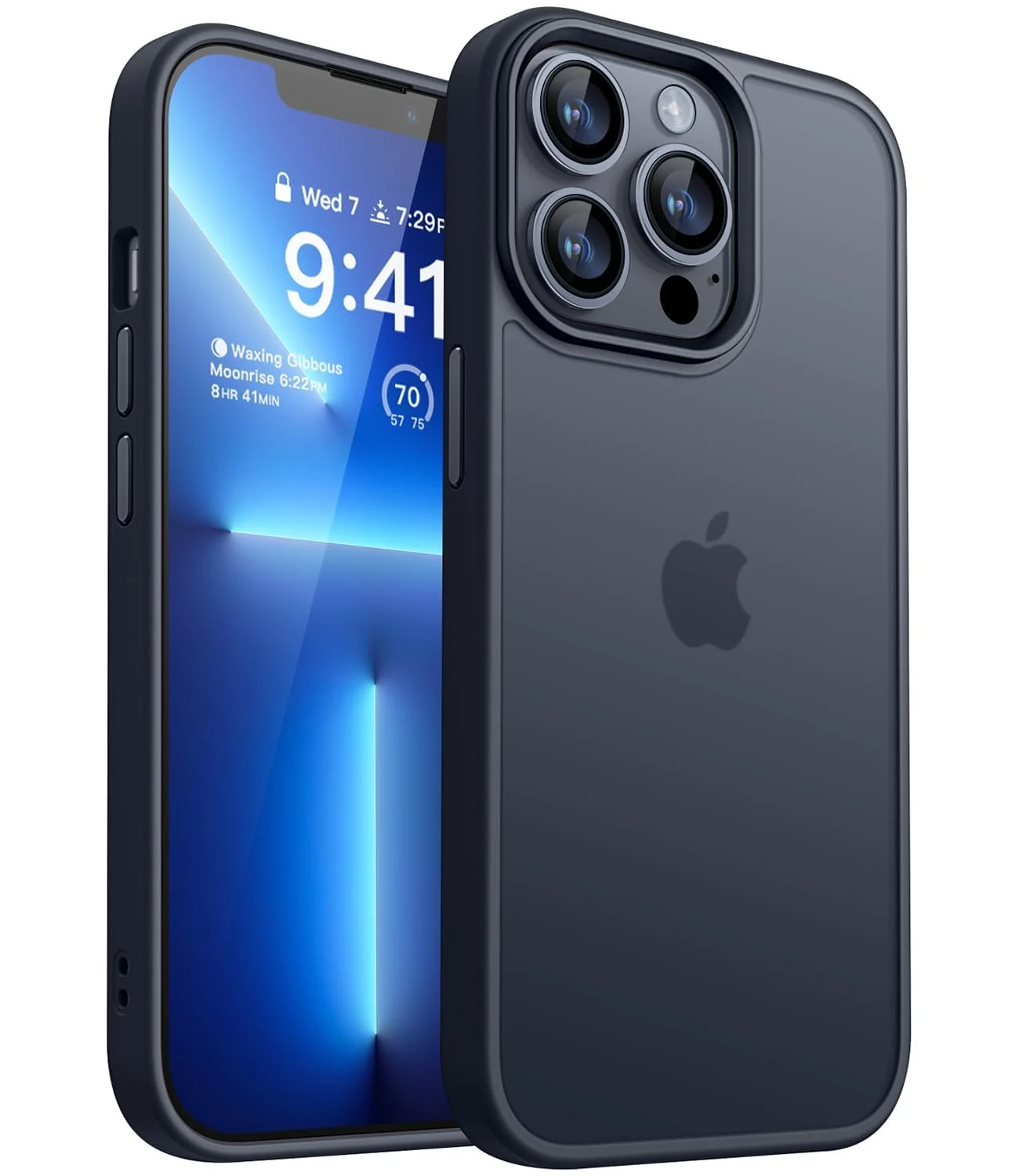 DL3 Mobilak Translucent Matte Case for iPhone 13 Pro / iPhone 14, Supports wireless charging, Camera protection, Shock-absorbing protection - Black