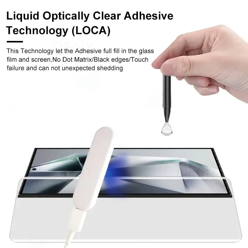 DL3 Mobilak Full Glass Screen Protector For Samsung Galaxy S24 Ultra UV Tempered Glass Full Glue Cover Screen Protector For Samsung Galaxy S24 Ultra Fingerprint Unlock Screen Glass Film - Clear