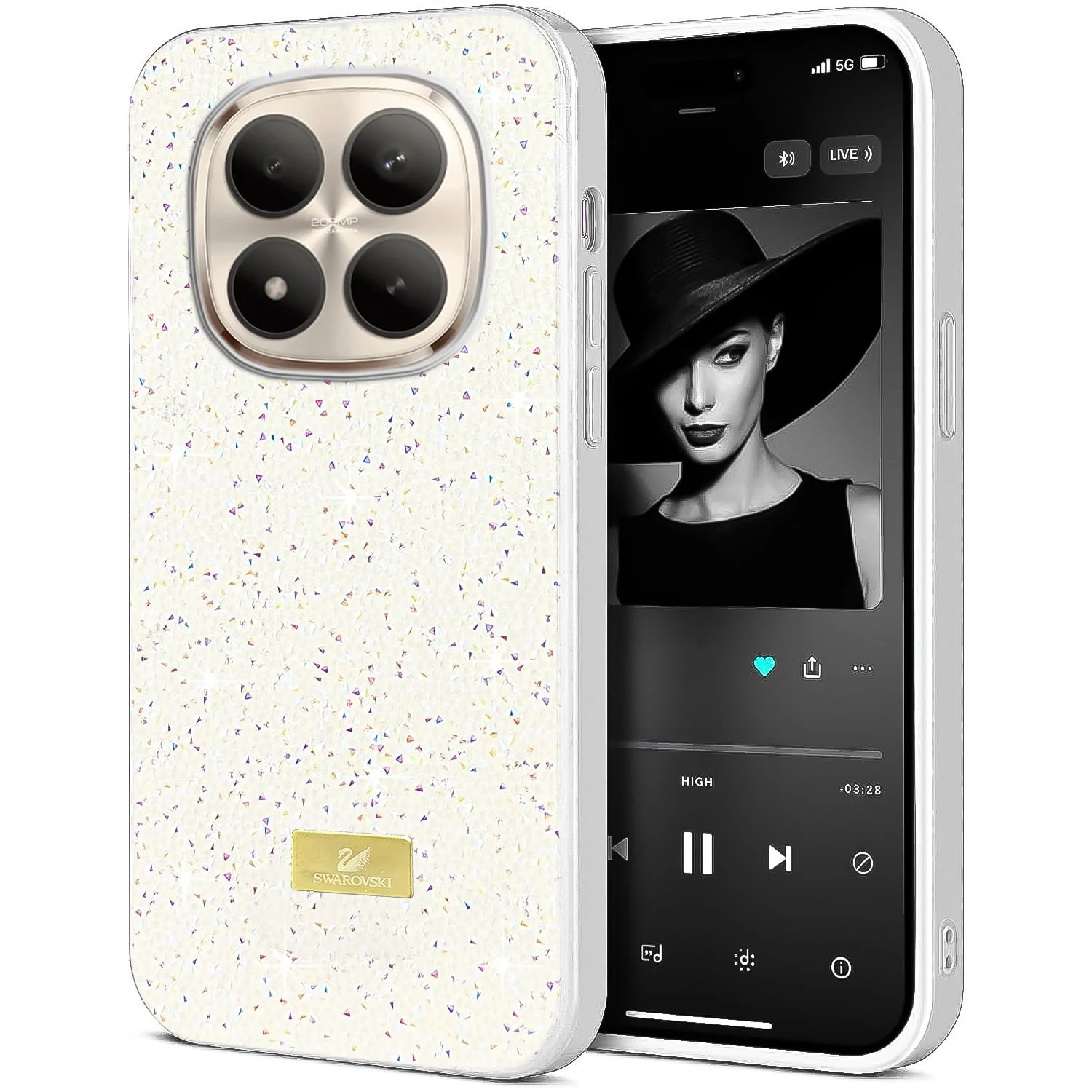 5.5 — DL3 Mobilak Glitter Rhinestone Protective Case for Xiaomi Redmi Note 15 Pro+ Plus 5G Case Glitter with Shockproof Design