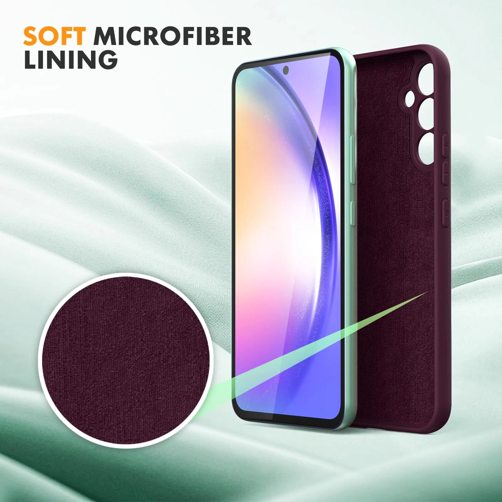 DL3 Mobilak Soft Silicone Protective Case for Samsung Galaxy S21 FE 5G with Microfiber Lining and Shockproof Design - Wine Red