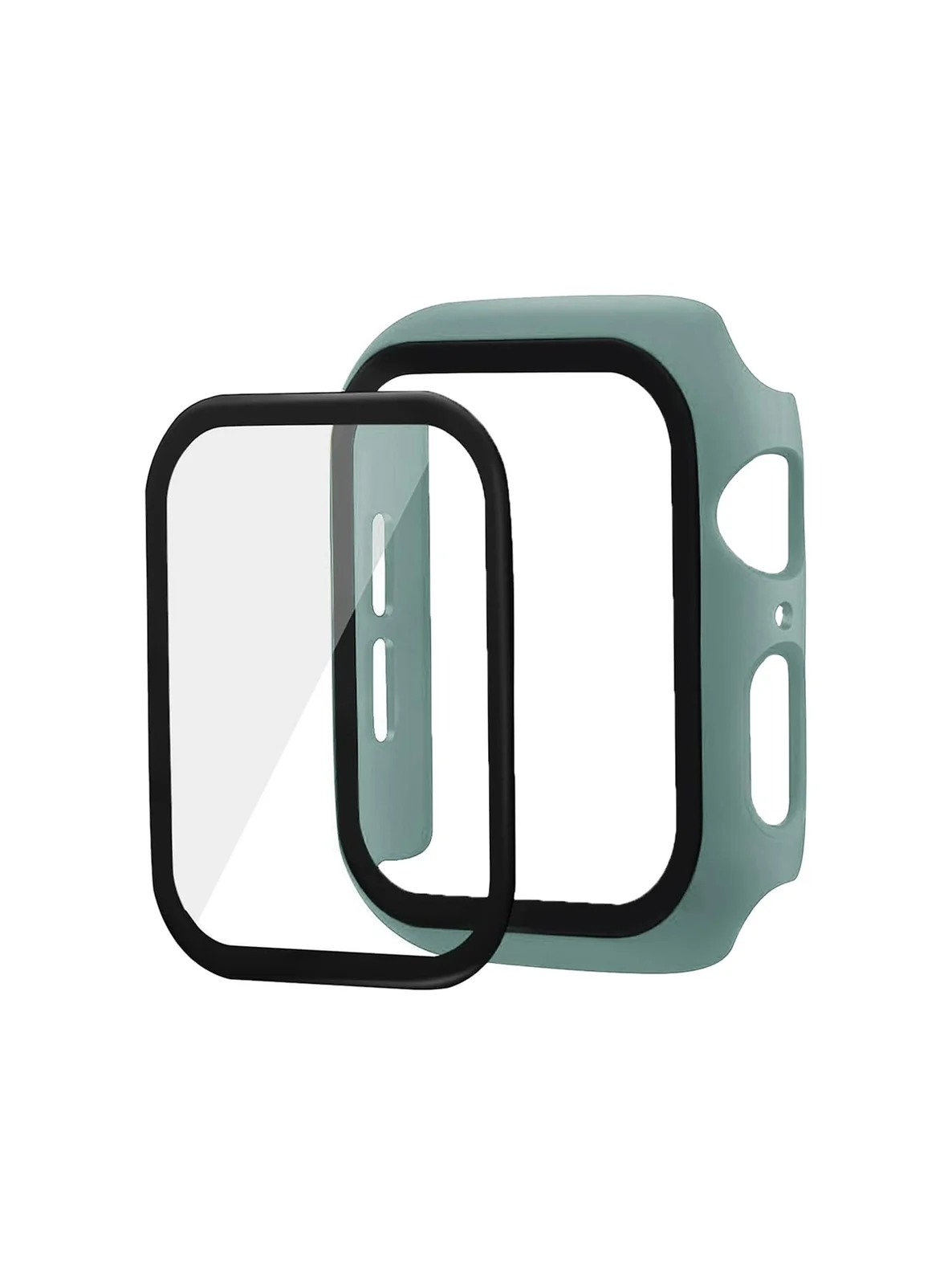 DL3 Mobilak Band with Case Compatible with Apple Watch 45mm, Adjustable Silicone Sport Wristband Replacement, Strap With Cover Built-in Glass Screen Protector for iWatch Series 9 8 7 - Petroleum Green