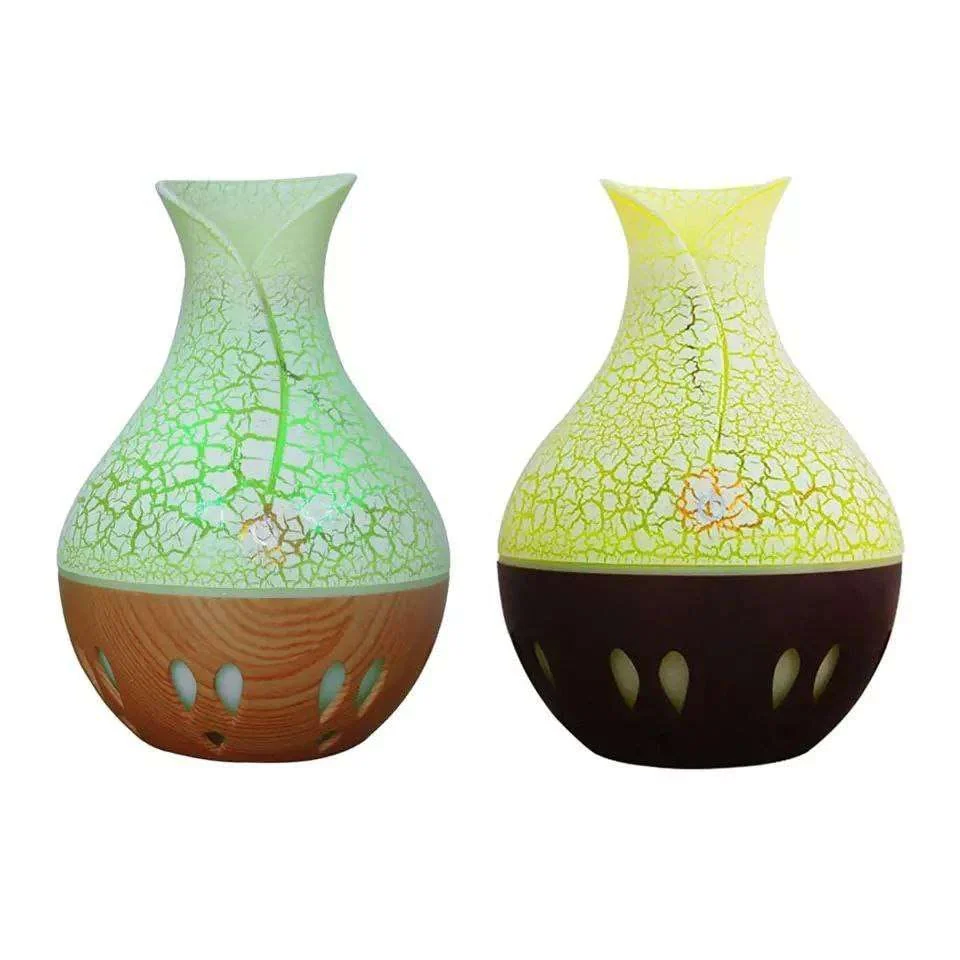 Mobigon Wood Cool Mist Ultrasonic Humidifier for Room Moisture, Aroma Diffuser for Home, 200ml Essential Oil Diffuser with 7 Colorful Night Light, Auto Shut-Off, Home, Office, car - D.Dark Brown