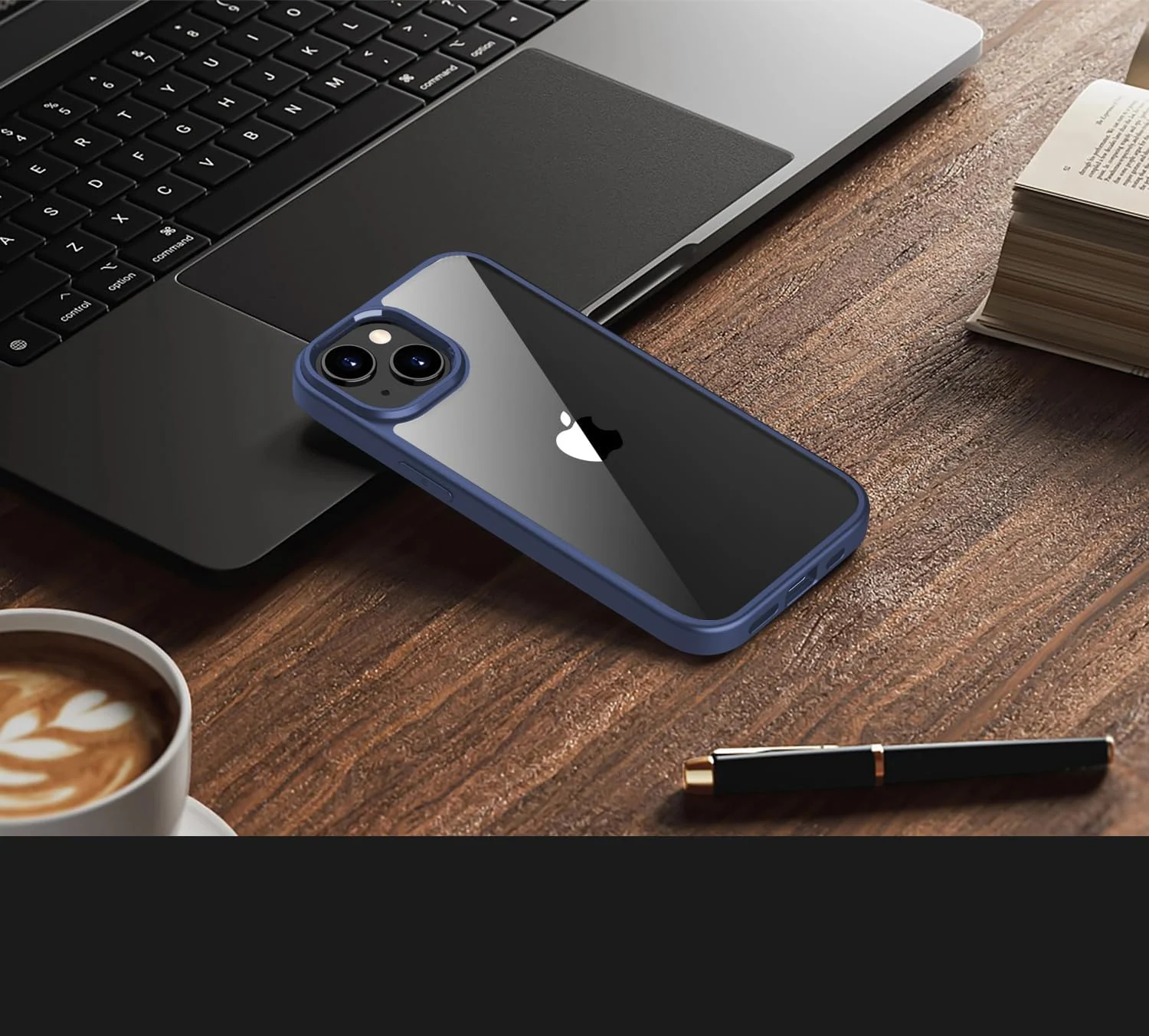 DL3 Mobilak Clear TPU Case for iPhone 15 (6.1 Inch), Supports wireless charging, Shock-absorbing protection, Anti-fingerprint finish - Blue