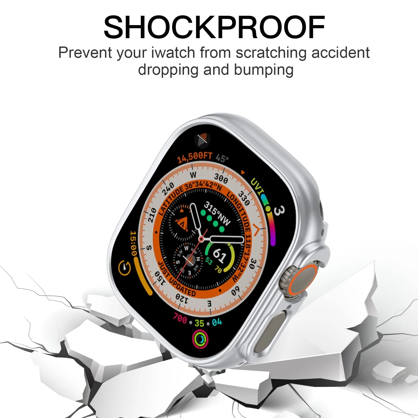 DL3 Mobilak Compatible For Apple Watch Ultra Case 49mm, Shockproof Ultra-Thin Hard PC Bumper Case All-Around Edge Protective Cover Frame[NO Screen Protector] for iWatch Accessories - Silver