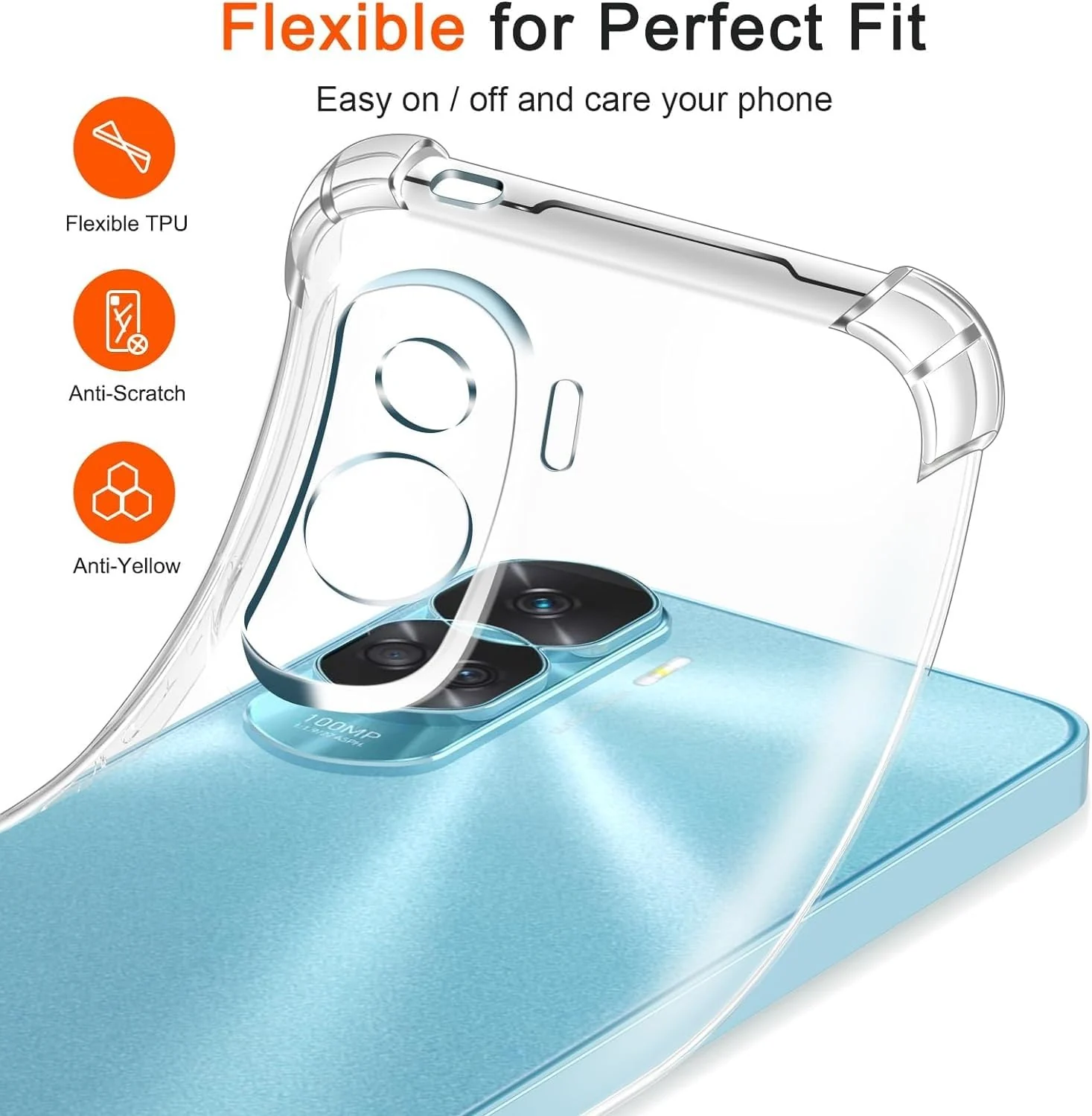 DL3 Mobilak Clear TPU Protective Case for Honor 90 Lite 5G with Camera Protection and Shockproof Design - Clear