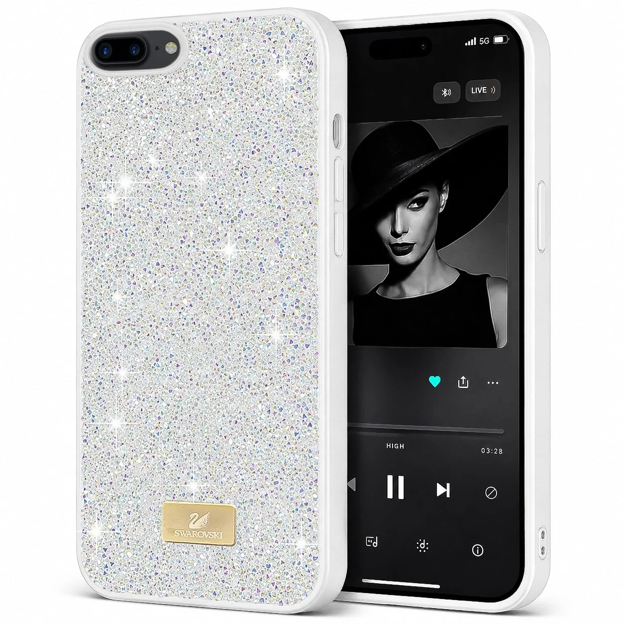 Case For iPhone 7 Plus/iphone 8 Plus Case Glitter, Sparkle Diamond Crystal Bling Case with Bling, Ultra Thin Lightweight Full Body Shockproof Anti-Scratch Protective Cover - Black