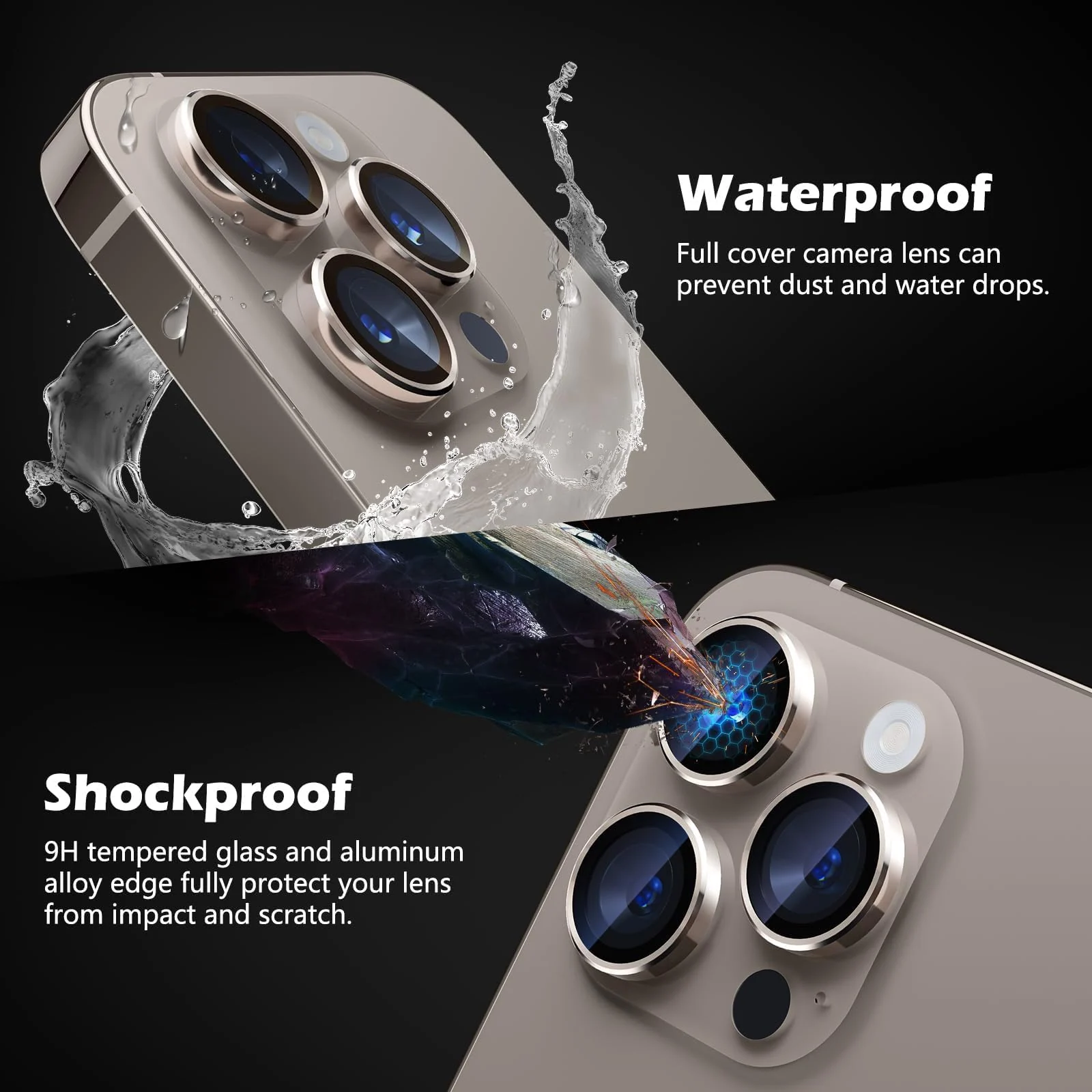 DL3 Mobilak Camera Lens Protector For iPhone 15 Pro/iPhone 15 Pro Max, [Keep Original Shooting] Tempered Glass Screen Protector Metal Individual Camera Cover, Case Friendly - Rose Gold