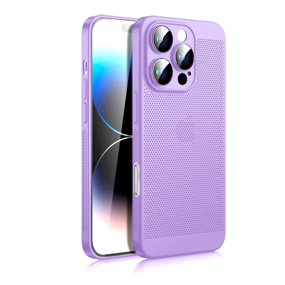 Dl3 Mobilak Case For iPhone 16 Pro 6.3-Inch Heat Dissipation Case with Built-in Camera Lens Protector Slim Fit Breathable Cooling Anti-Fingerprint Hard PC Back Shockproof Cover - Black