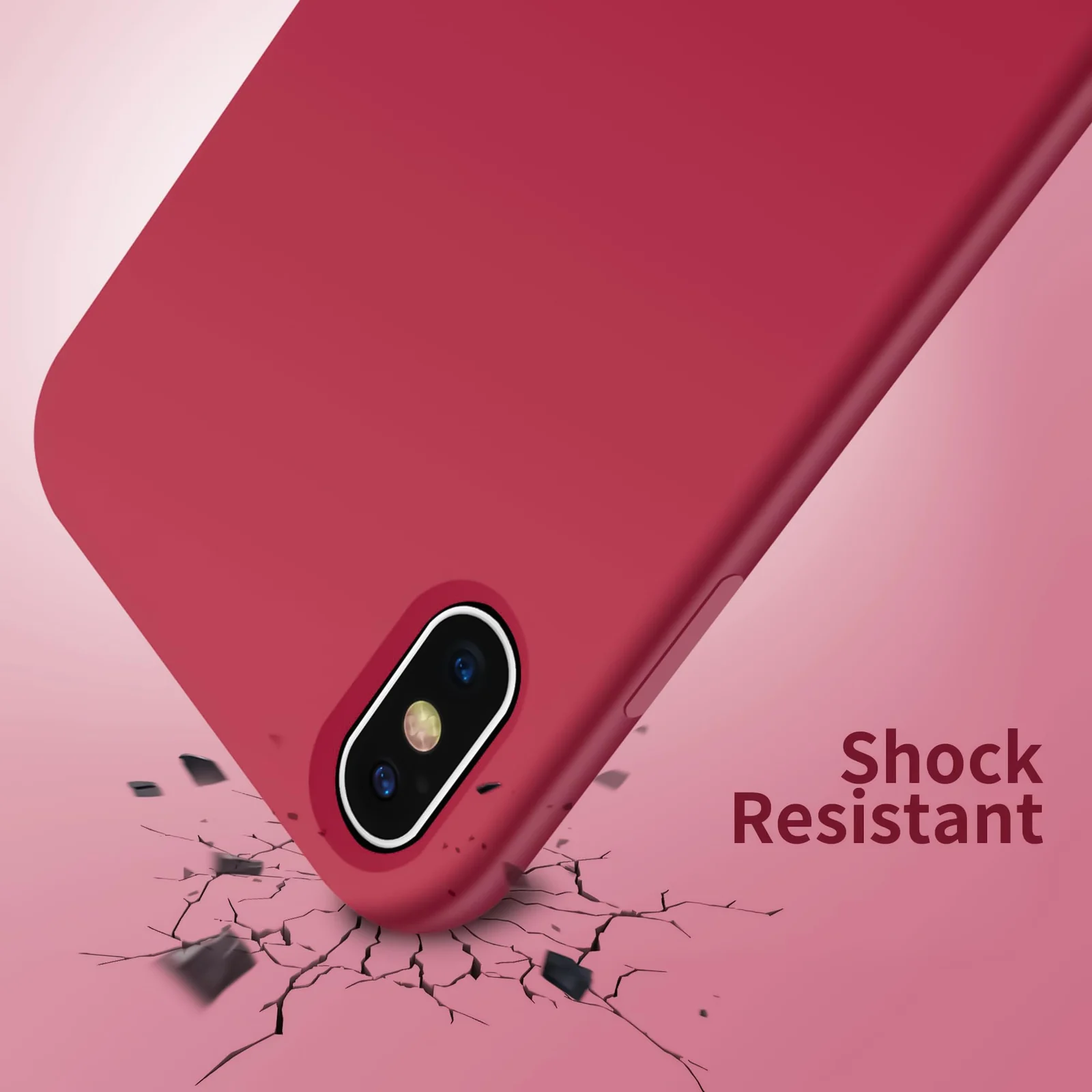 DL3 Mobilak Compatible with iPhone X/iPhone XS Case, Liquid Silicone Case, Full Body Protective Cover, Shockproof, Slim Phone Case, Anti-Scratch Soft Microfiber Lining - Dark Red