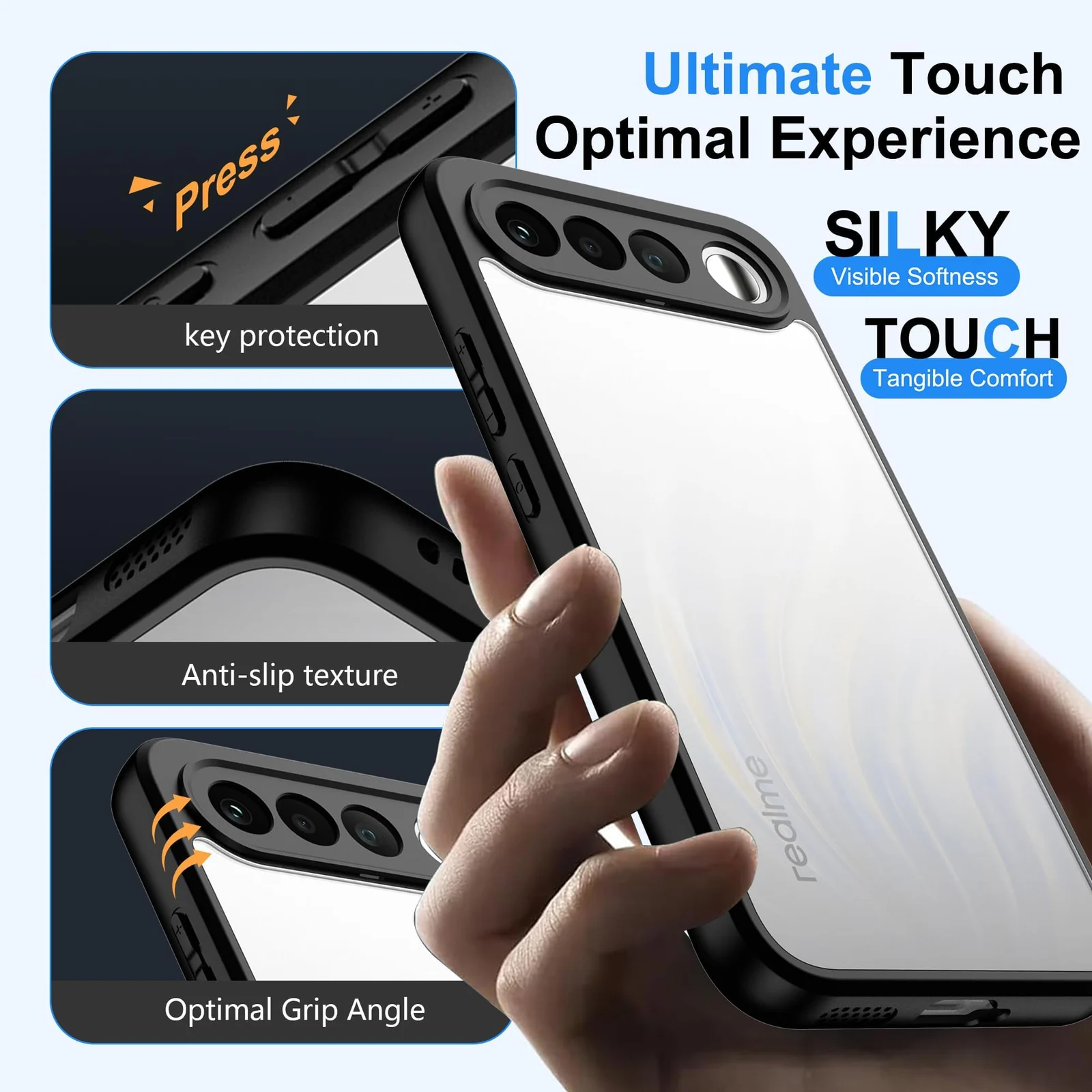 DL3 Mobilak Case Transparent For realme 16 5G, Military-Grade Shockproof Anti-Yellowing, Slim Protective Phone Case Bumper Cover With Camera Protective - Black
