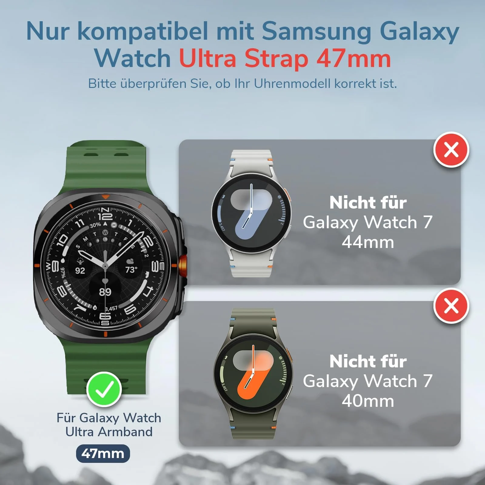 DL3 Mobilak Sport Band Compatible with Samsung Galaxy Watch Ultra Band 47mm Women Men, Breathable Soft Silicone Waterproof Watch Strap Accessories for Samsung Watch 7 Ultra Bands - Green