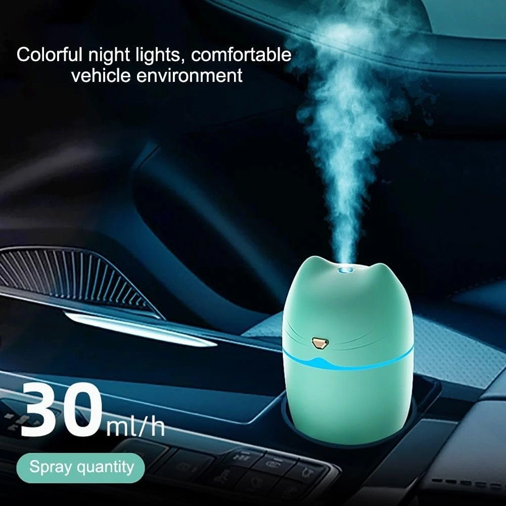 Mobigon Wood Cool Mist Ultrasonic Humidifier for Room Moisture, Aroma Diffuser for Home, 260ml Essential Oil Diffuser with 7 Colorful Night Light, Auto Shut-Off, Home, Office, car - Turquoise