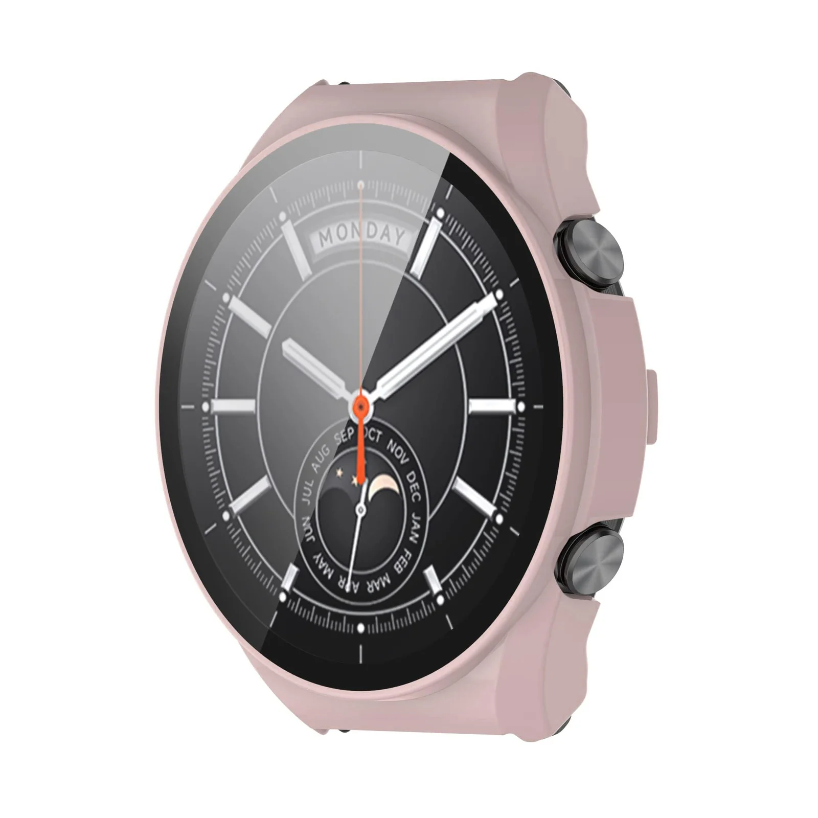 DL3 Mobilak Case with Screen Protector for Xiaomi Watch S1, Bumper Full Coverage Hard PC Overall Protective Cover, Built-in Tempered Glass Film High Sensitivity For Xiaomi Watch S1 - Pink