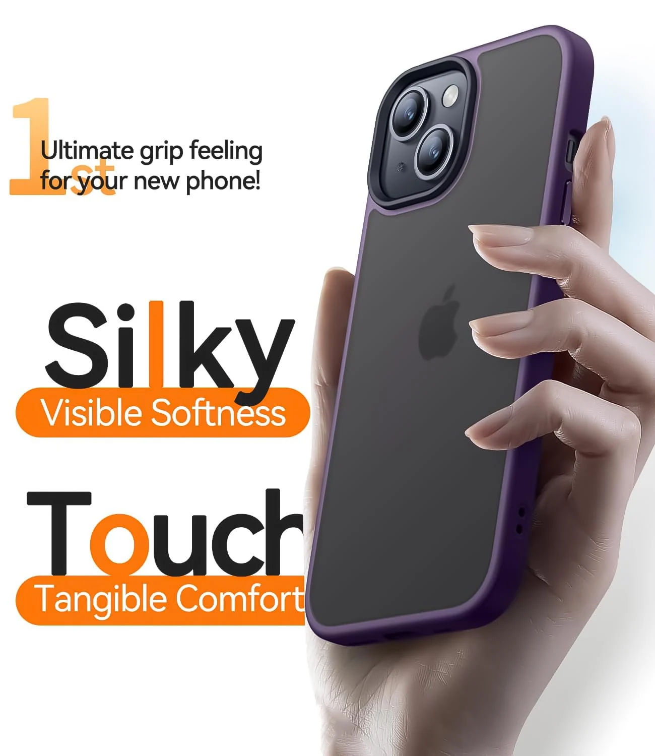 DL3 Mobilak Matte Protective Case for iPhone 15 Plus / iPhone 14 Plus with Camera Protection and Shockproof Design - Deep Purple