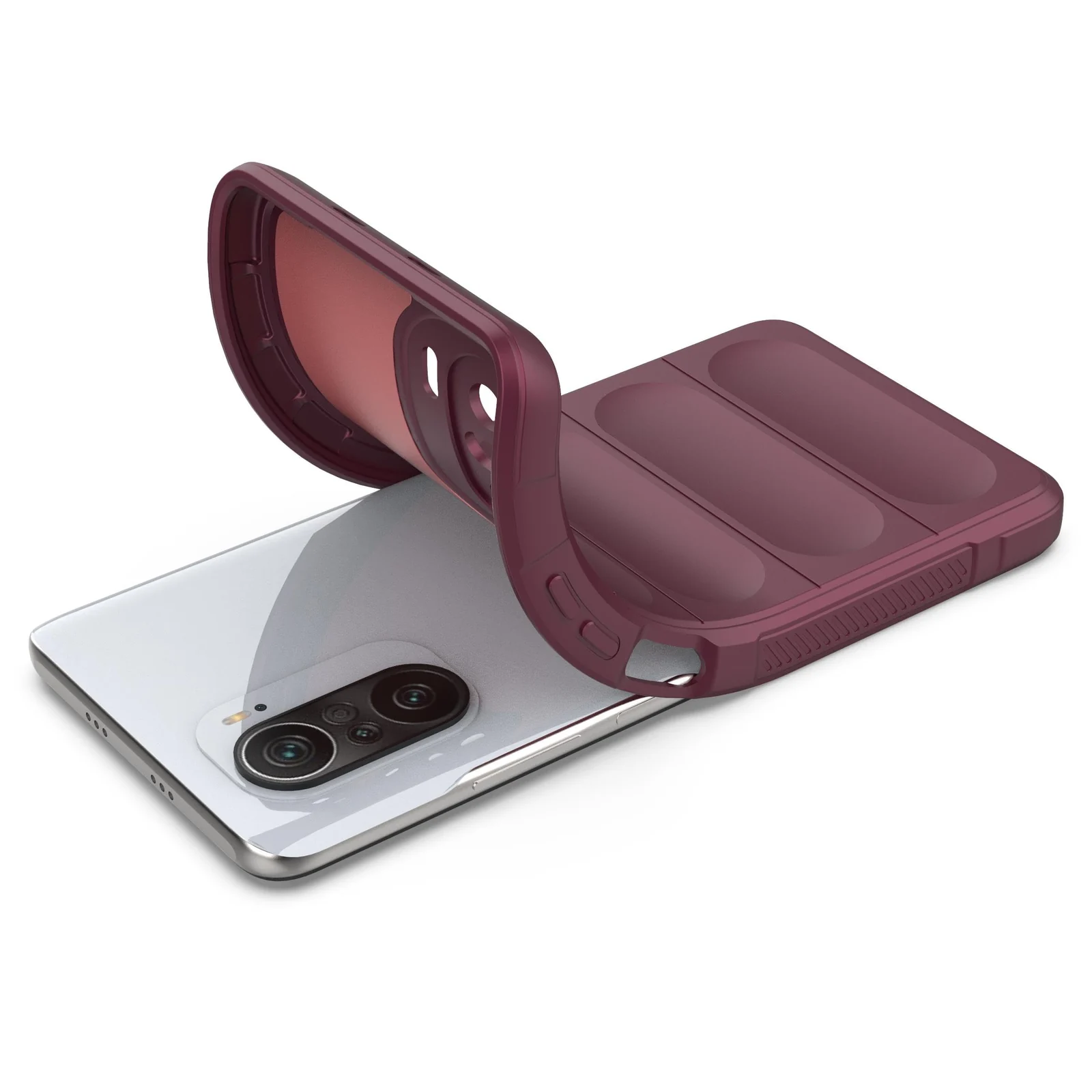DL3 Mobilak Flexible Silicone and TPU Protective Case with Camera Protection for Xiaomi Poco F3 / RedMi K40 / K40 Pro / Mi 11i / Mi 11X - Wine Red