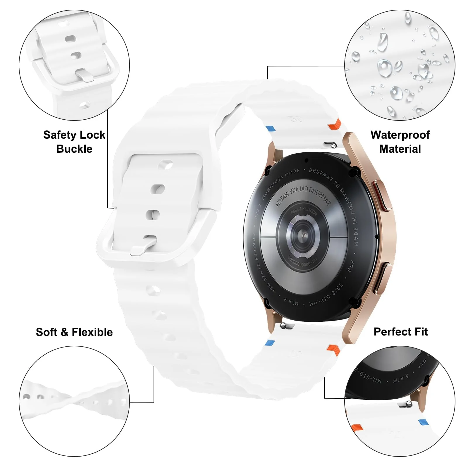 DL3 Mobilak Silicone Sport Band 22MM Strap For Xiaomi Redmi Watch 5 Actie/5 Lite/Samsung Galaxy Watch 3 45mm/Watch 46mm/Gear S3/Huawei watch GT5 GT4 GT3 GT2 GT 46MM/GT2E/GT3 Pro GT 5 Pro - White
