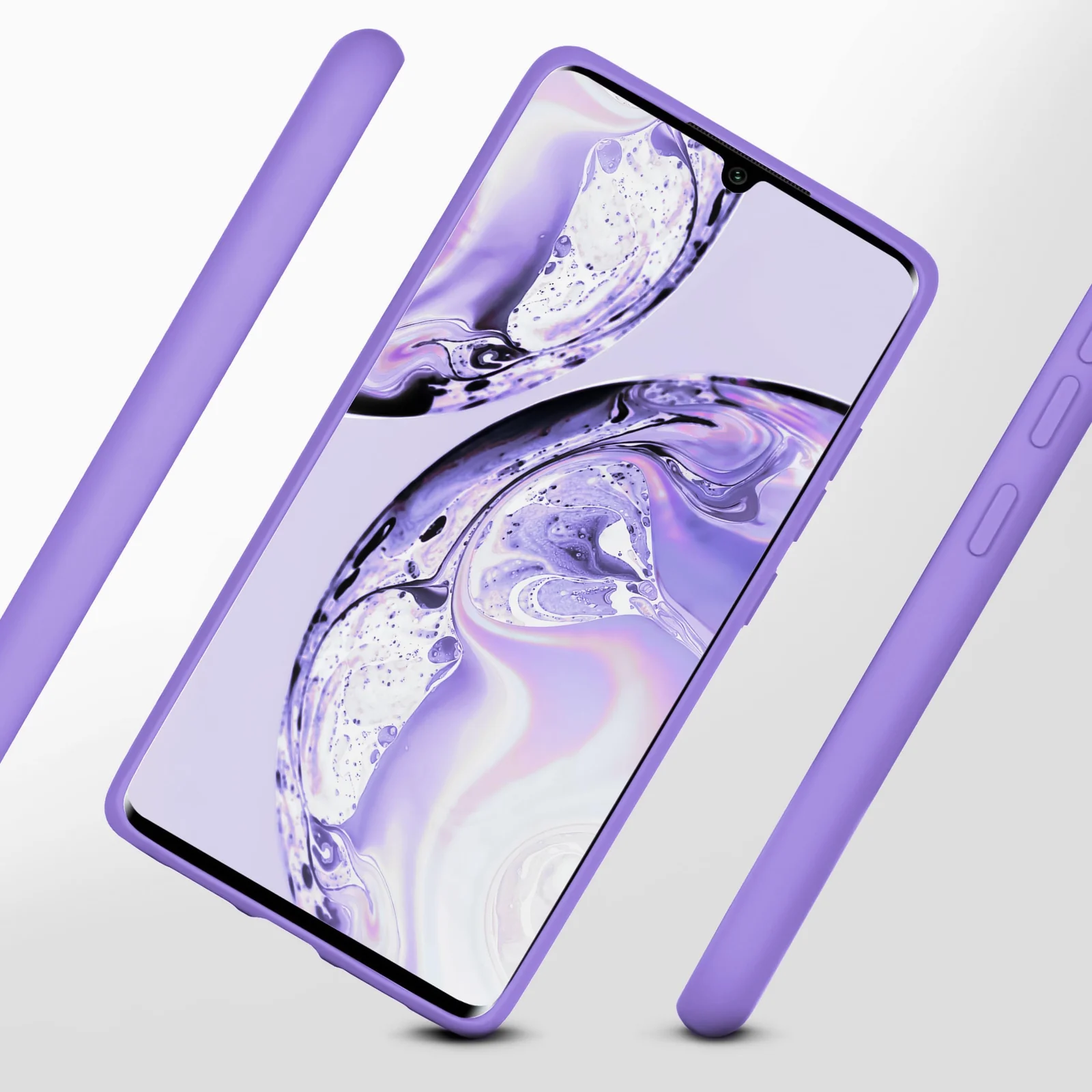DL3 Mobilak Soft Silicone Protective Case for Xiaomi Mi Note 10 Lite with Microfiber Lining and Shockproof Design - Light Purple