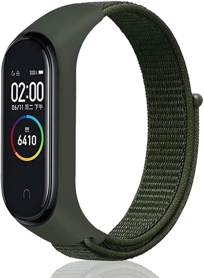 DL3 Mobilak Nylon Sport Band Compatible with Xiaomi Mi Band 7/Mi Band 6/Mi Band 5/Mi Band 4/Mi Band 3/Amazfit Band 5 for Women Men, Soft Adjustable Breathable Sport Loop Watch Strap - Green