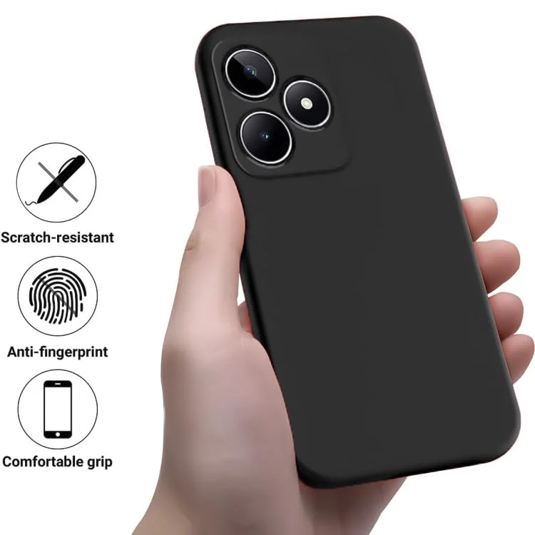 DL3 Mobilak Case Compatible with realme C53/Narzo N53, Dual Layer Protective Shockproof Hard Armor Cover with 360° Rotating Finger Ring Kickstand and Car Magnetic Mount - Black