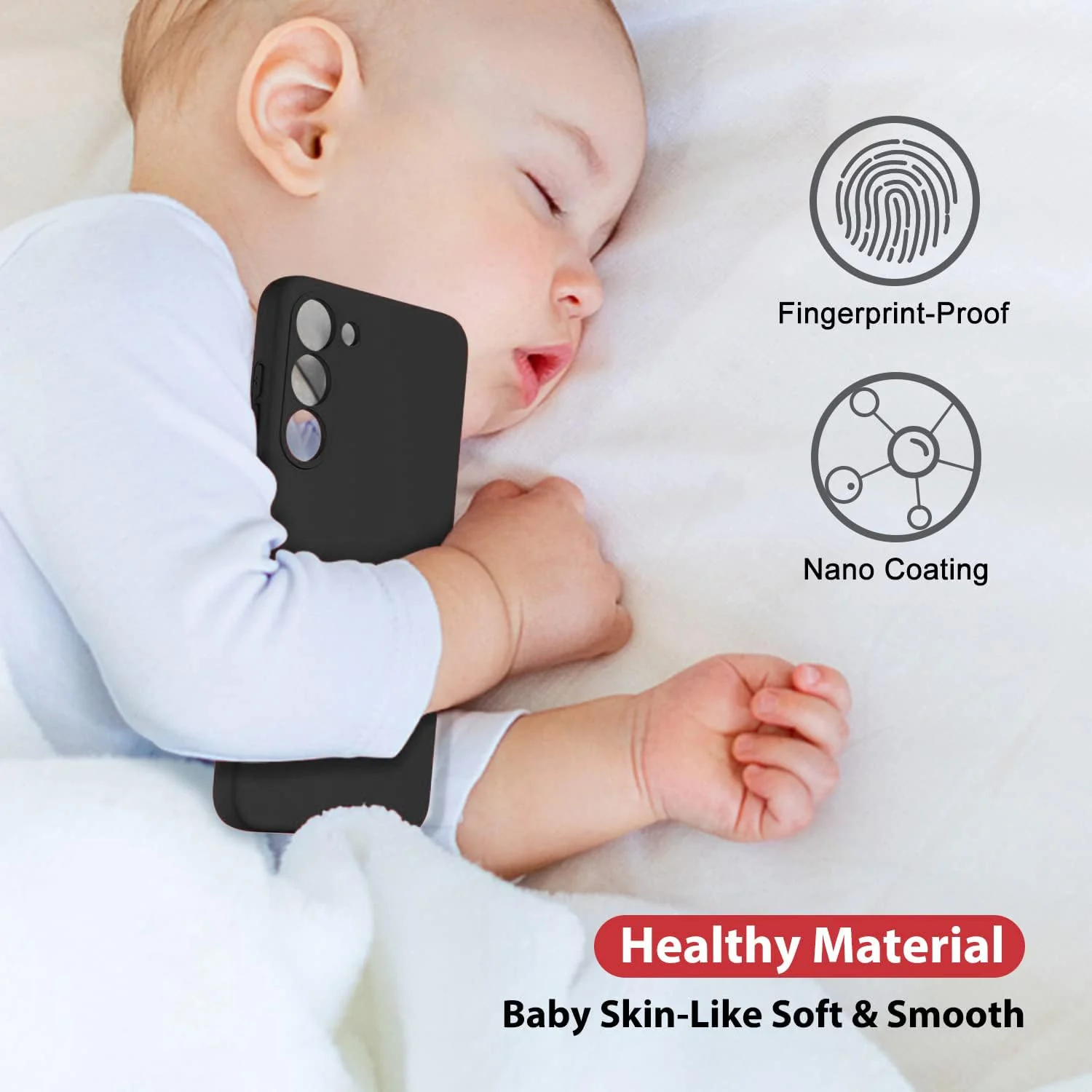 DL3 Mobilak Liquid Silicone Case for Samsung Galaxy Note 10, Shock-absorbing protection, Scratch-resistant surface, Soft microfiber lining - Black