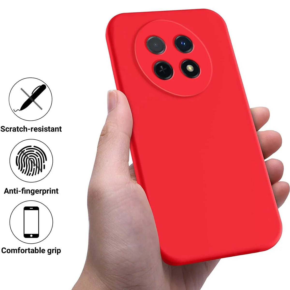 DL3 Mobilak Huawei Nova Y91 4G / Huawei Enjoy 60X 4G Case, Soft Flexible Silicone Gel Rubber Bumper Cover, Full Body Shockproof Protective Phone Case - Red